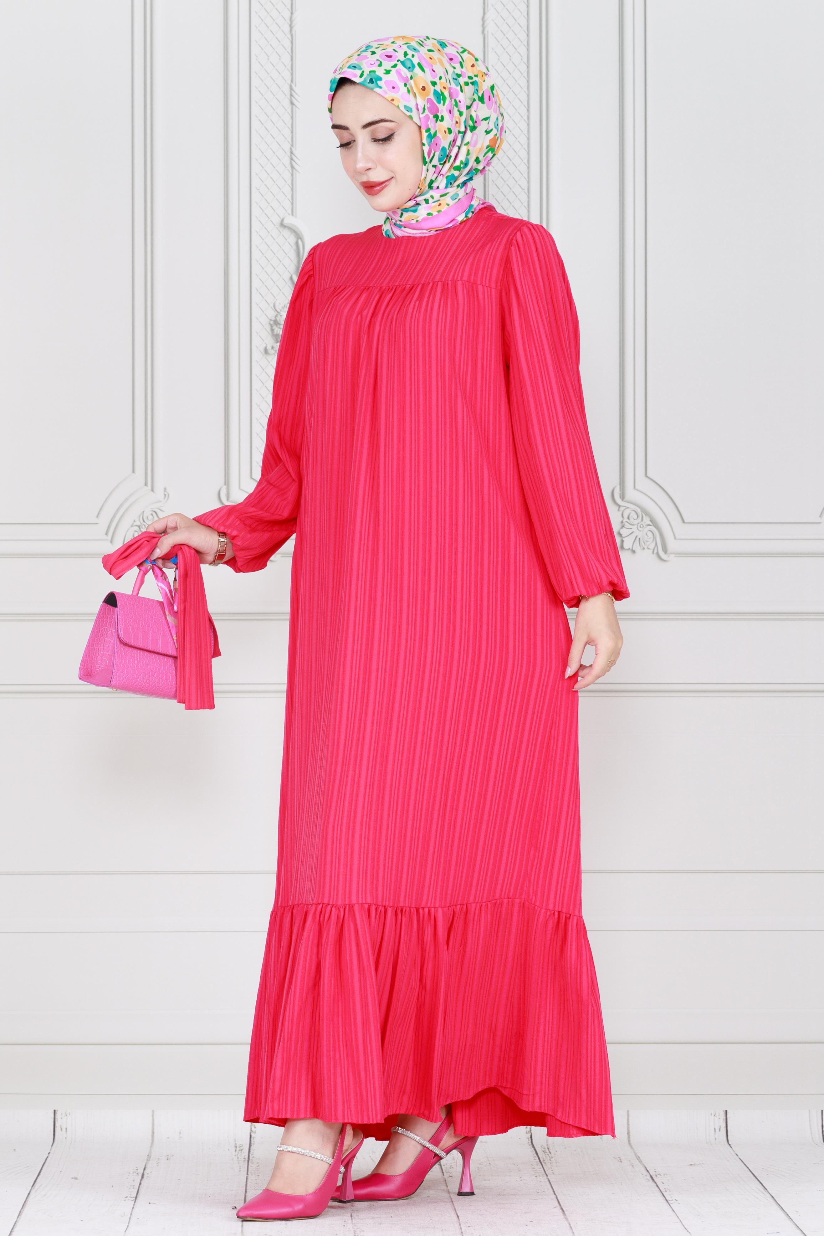 Belted Dress- -fuchsia