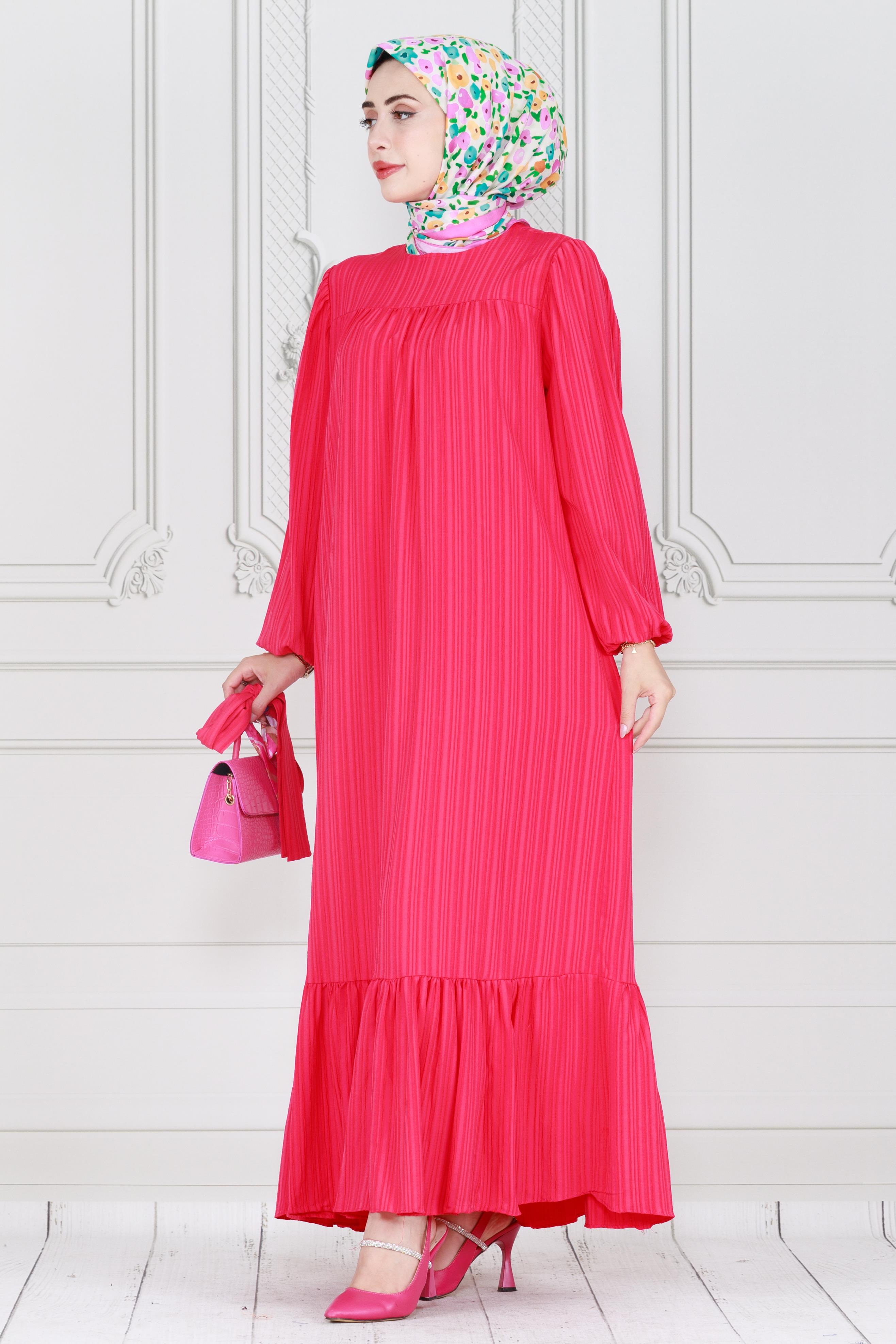 Belted Dress- -fuchsia