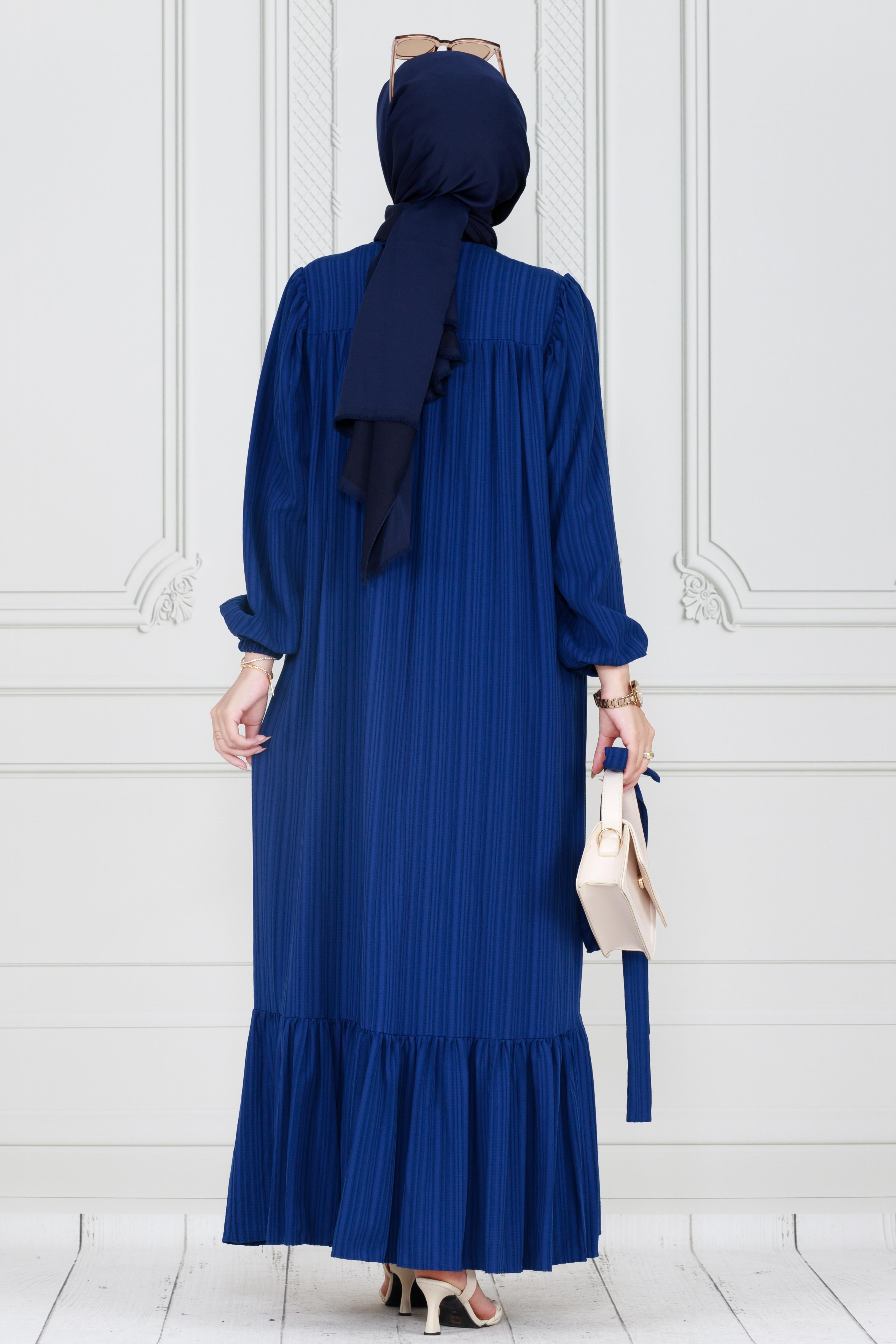Belted Dress- -dark blue