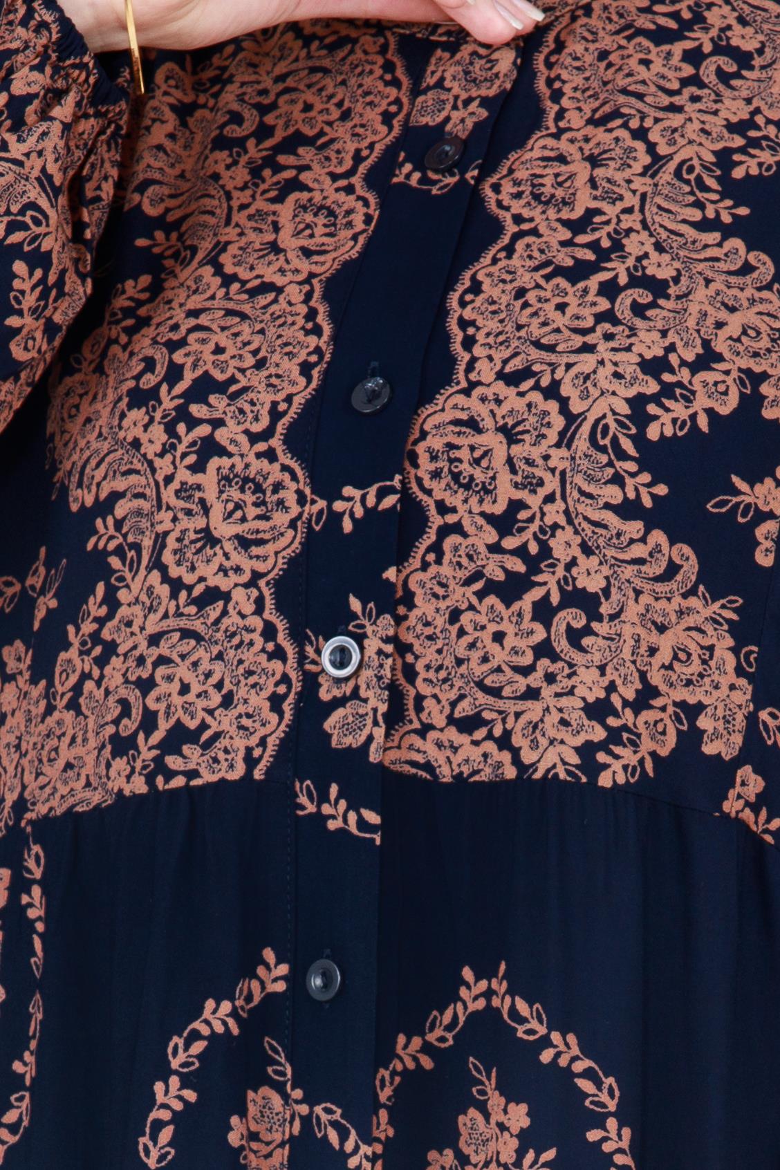 Half Buttoned  Dress-dark blue