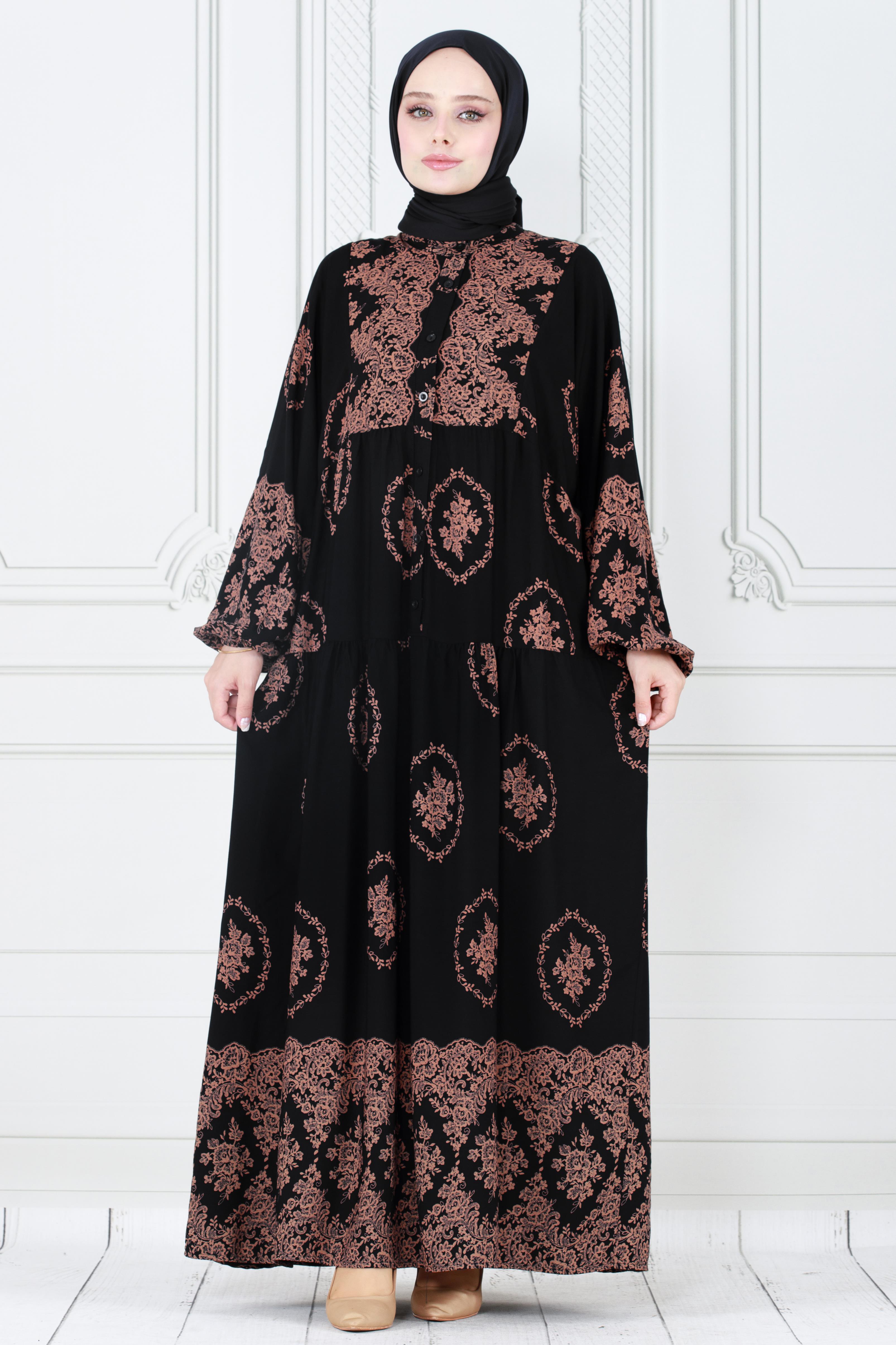 Half Buttoned  Dress-dark black