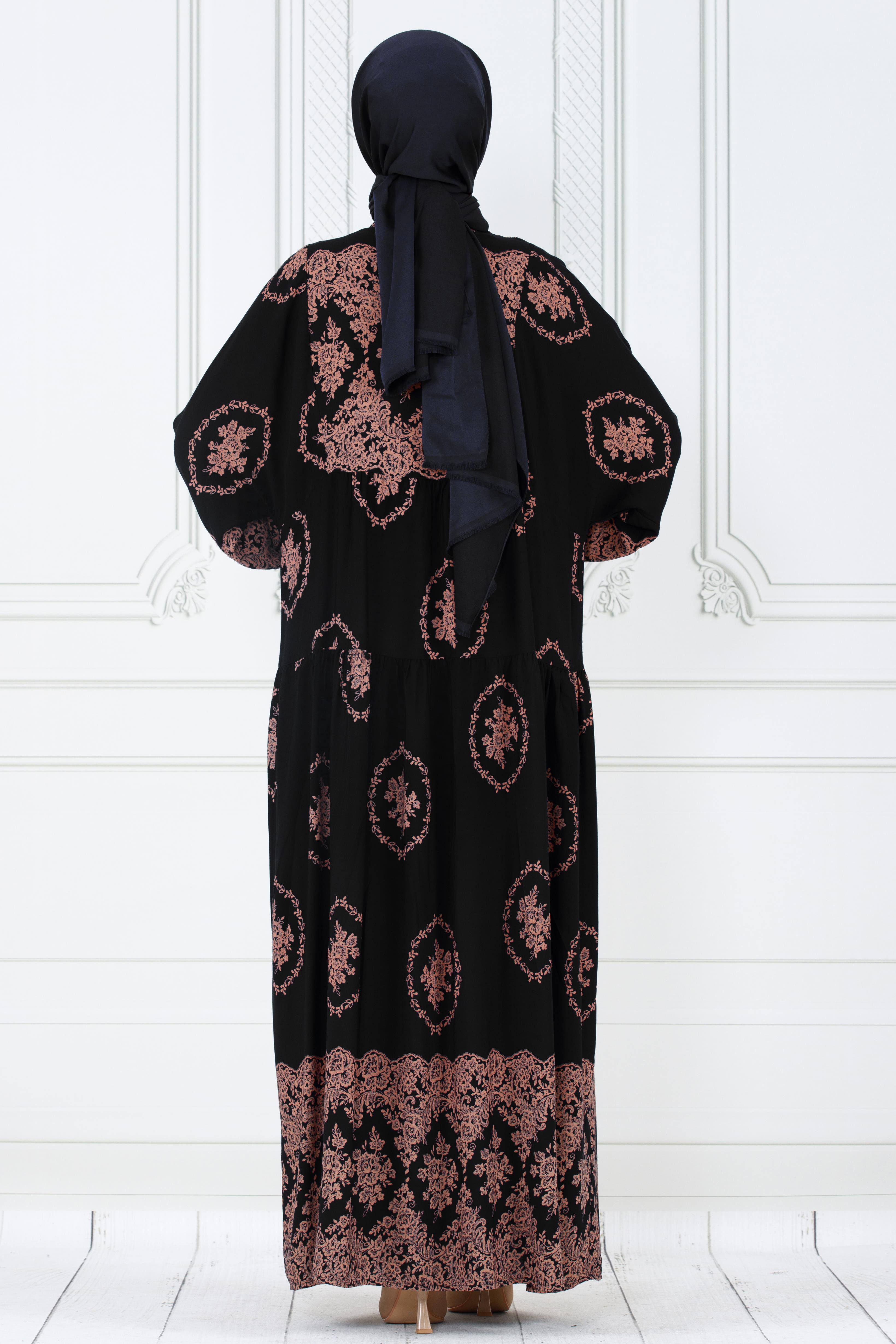 Half Buttoned  Dress-dark black