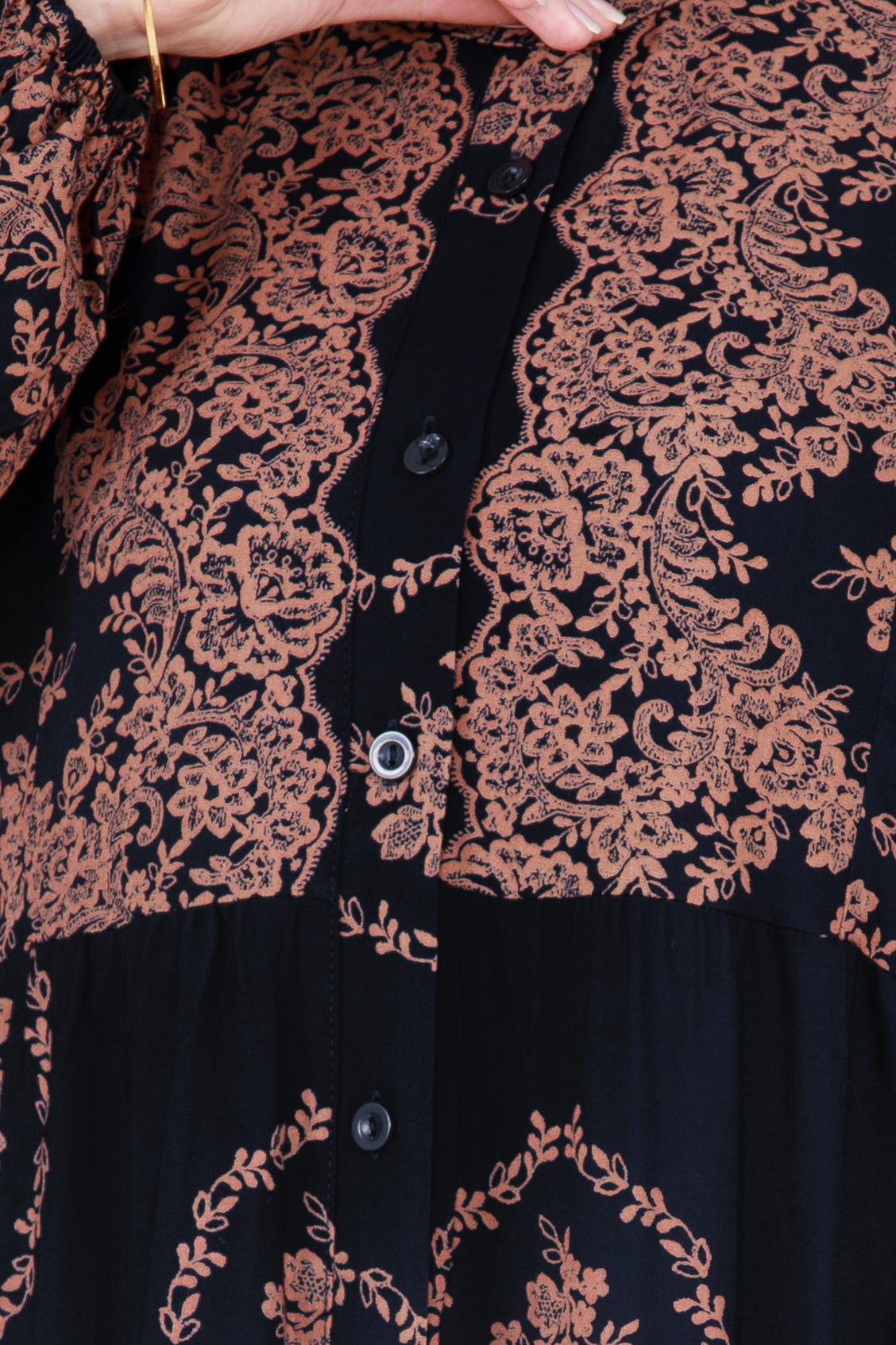 Half Buttoned  Dress-dark black