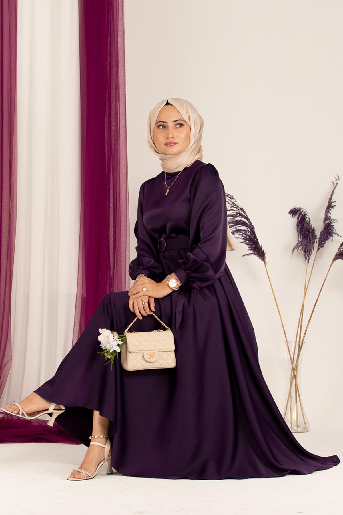 Rüya Saten Abiye-mor