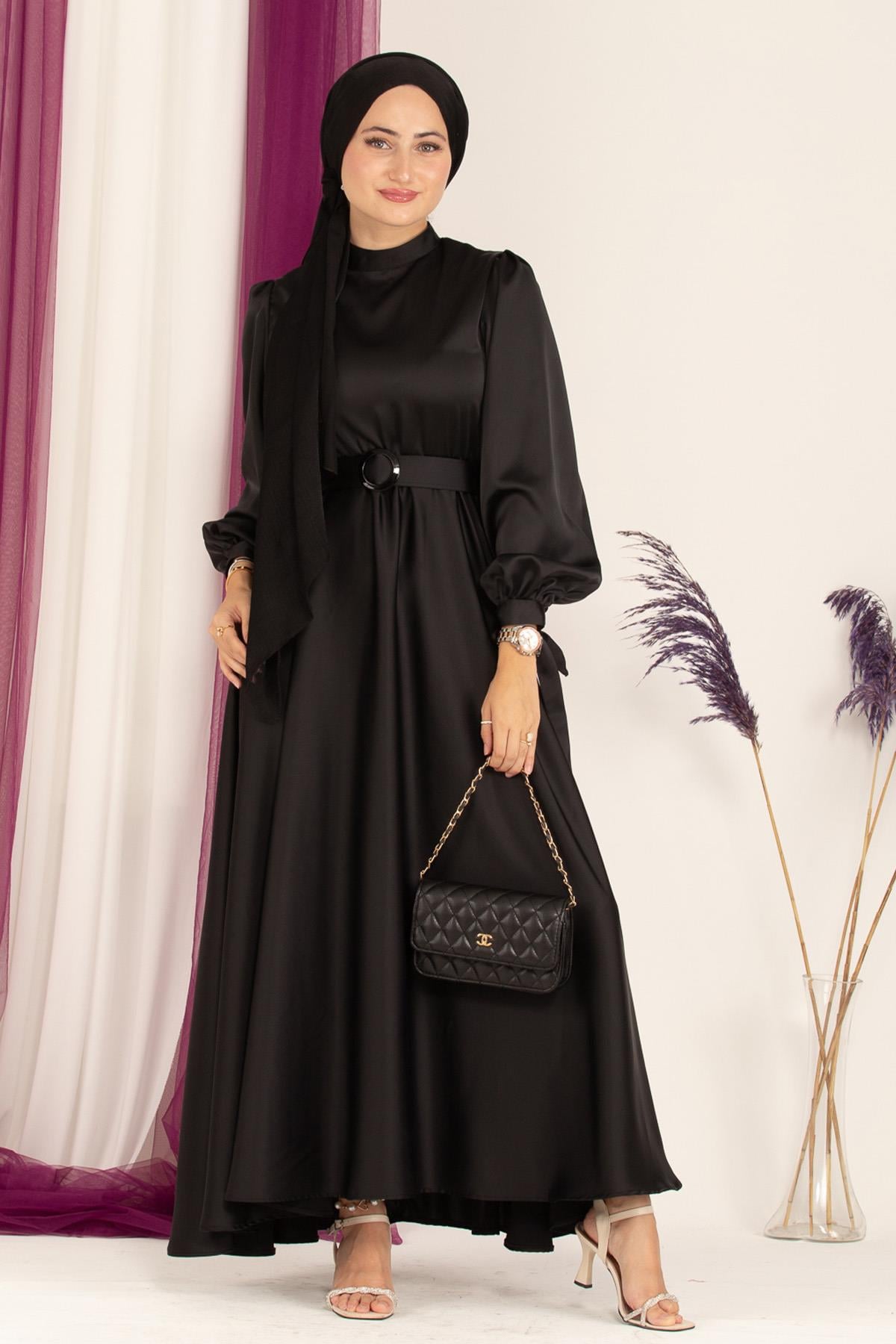 Rüya Saten Abiye-Siyah