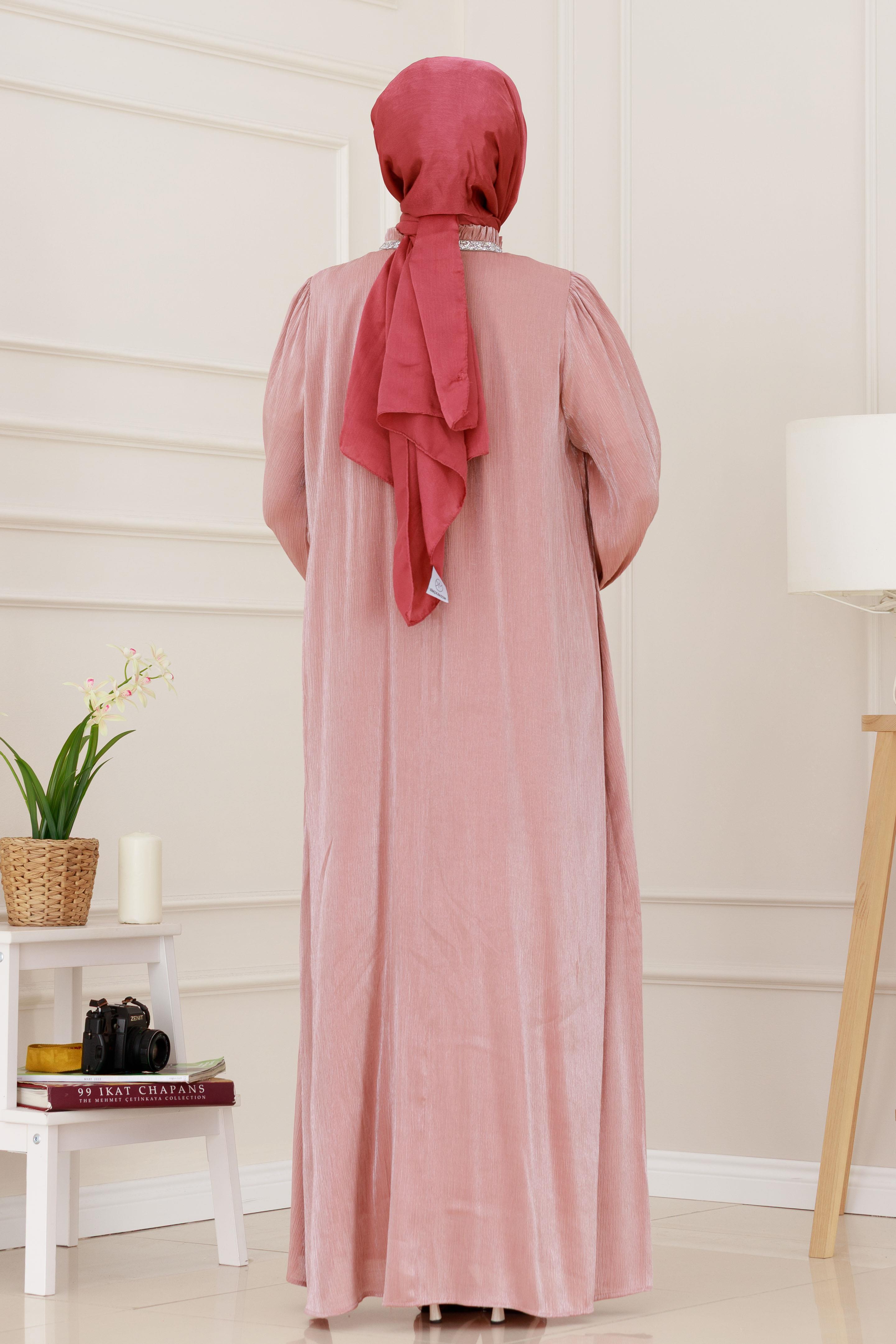 Evening dress with shiny stones - pink color