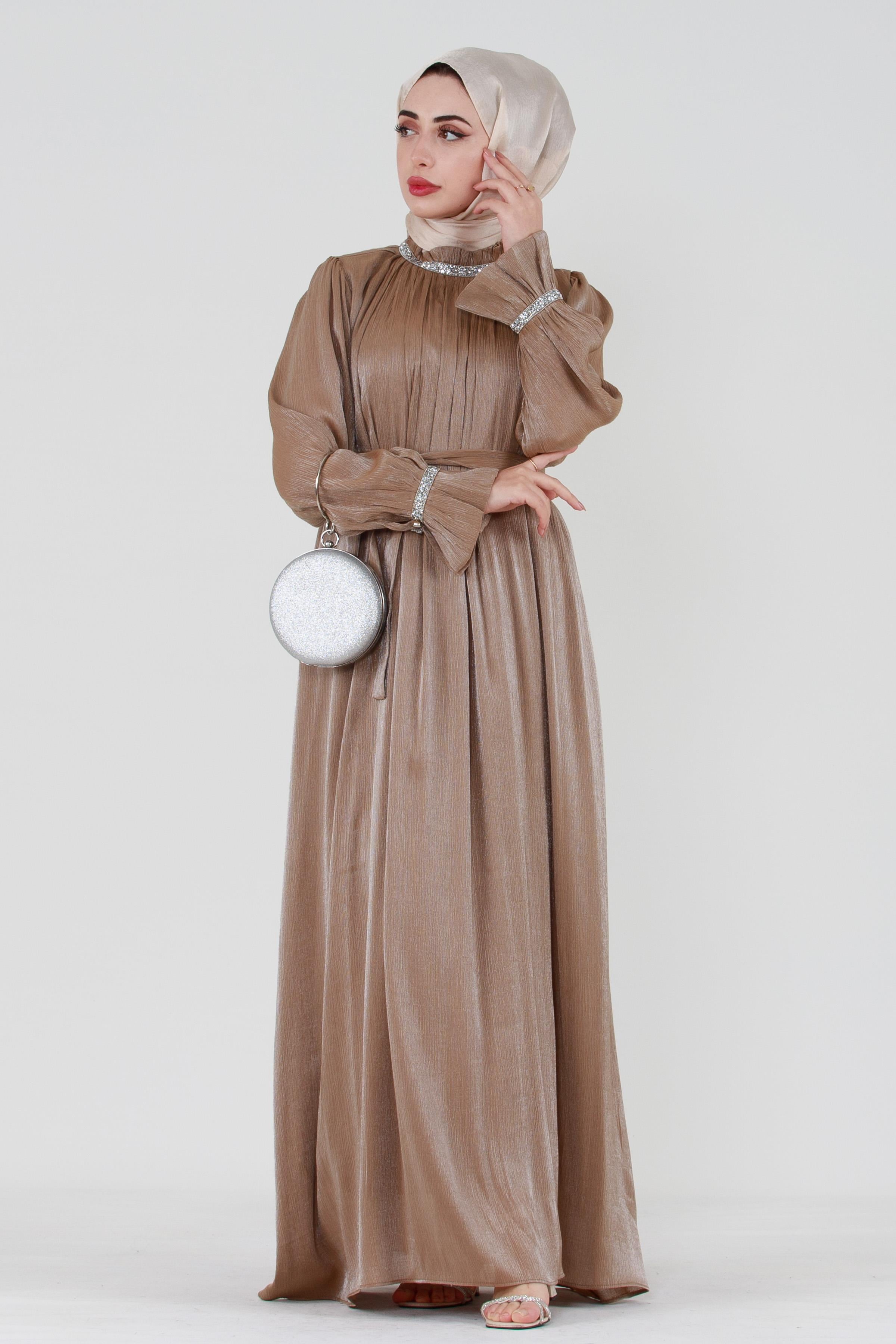 Glittering Stone Evening Gown-Mink