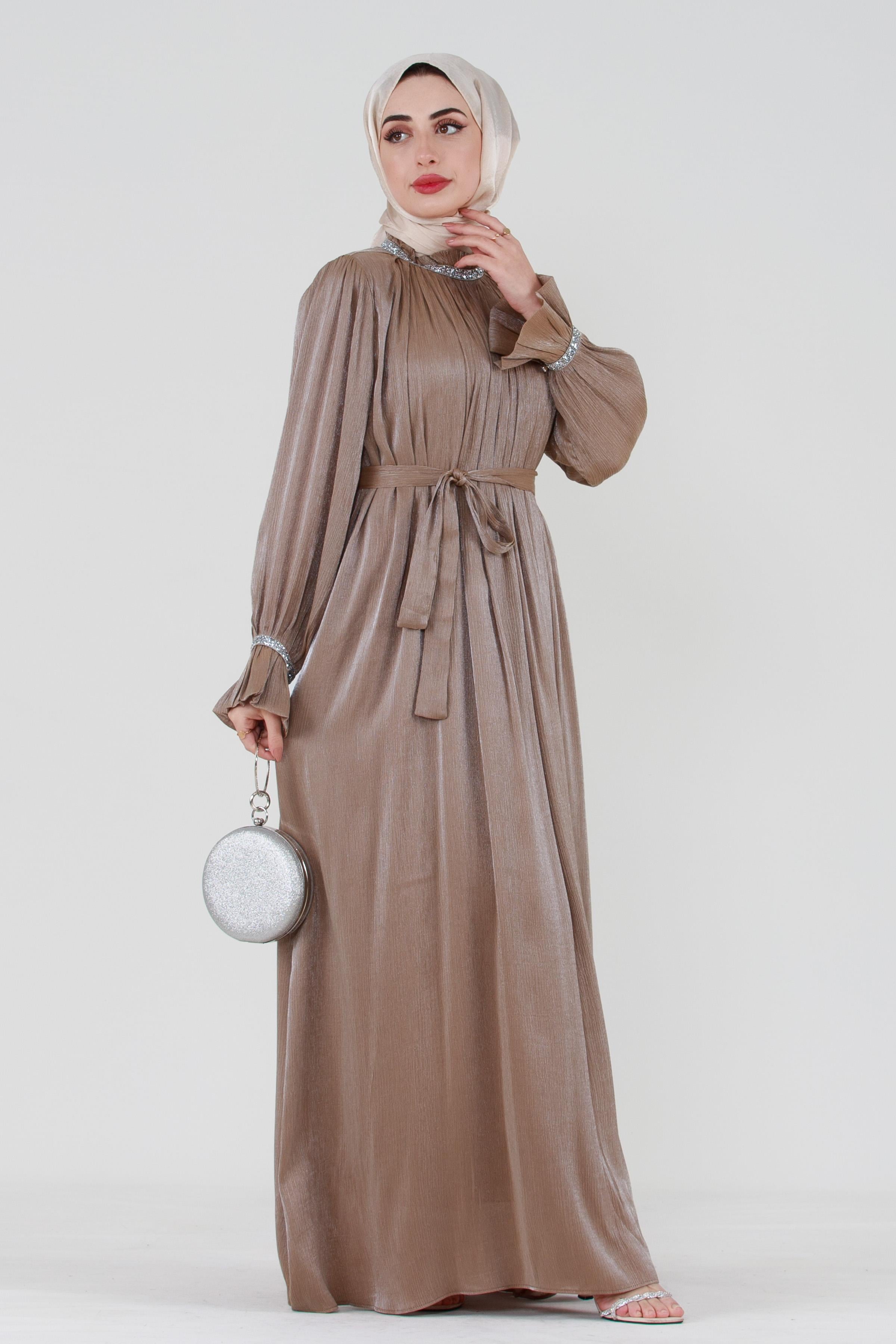 Glittering Stone Evening Gown-Mink