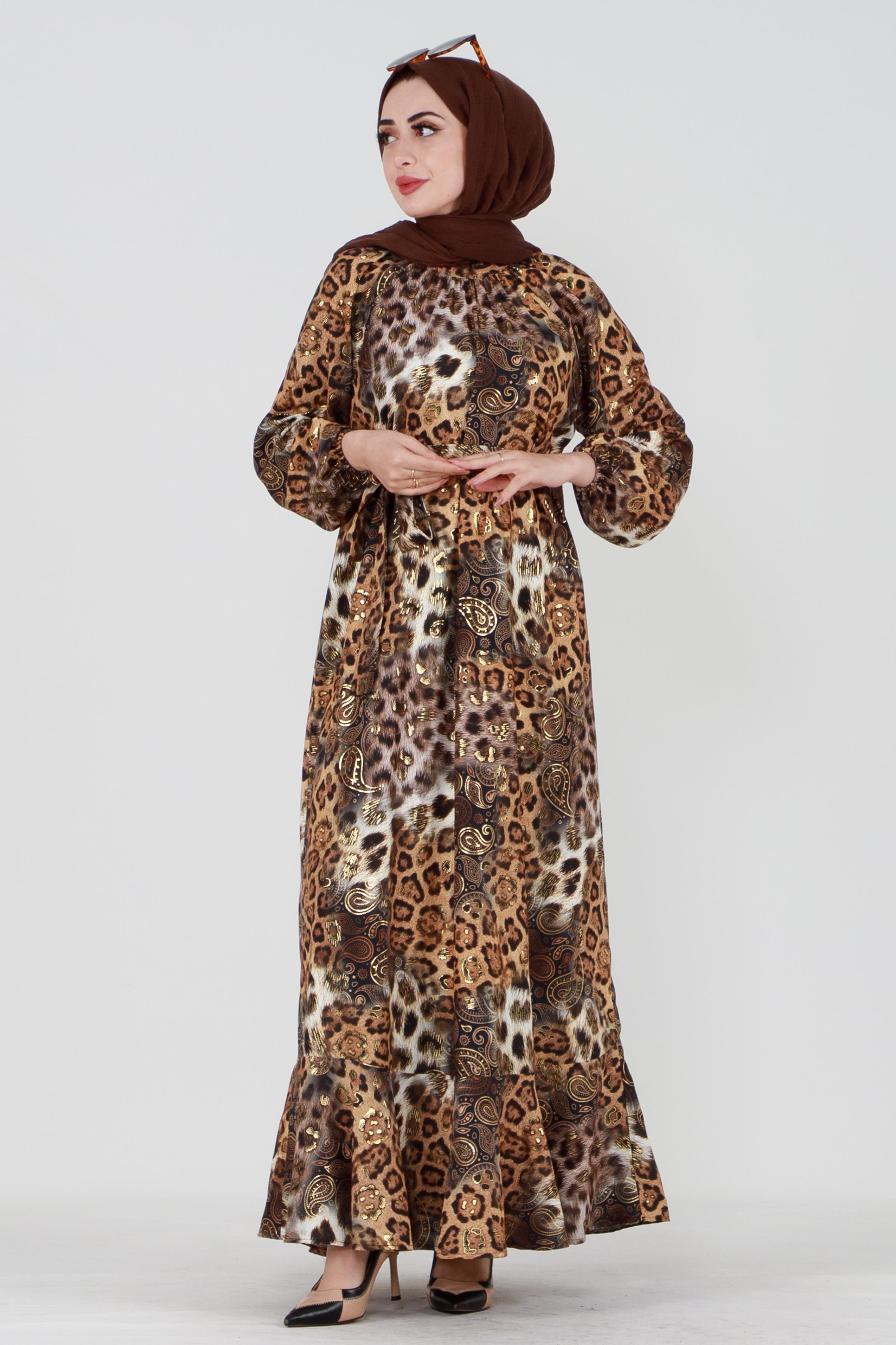 Leopard print dress - brown
