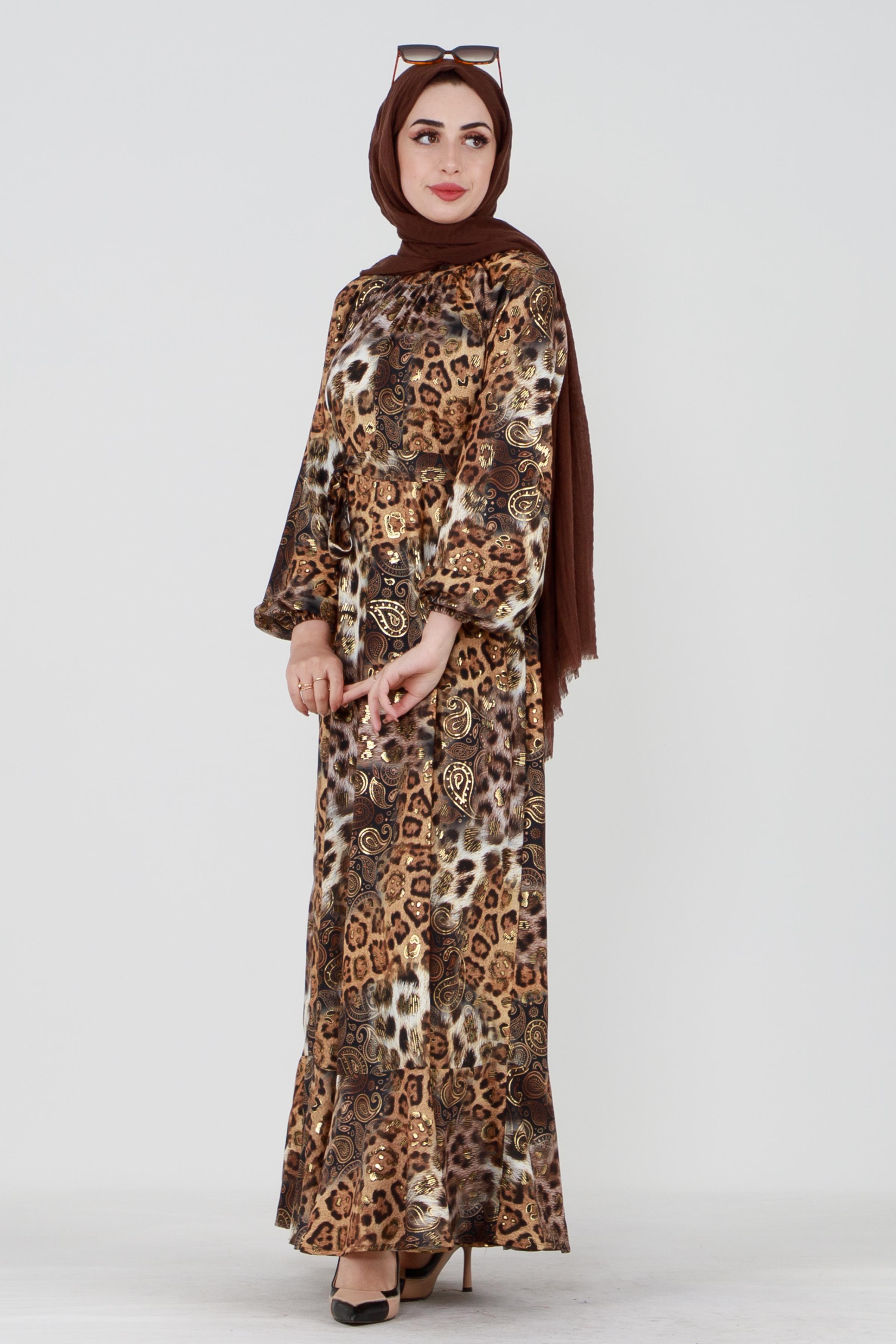 Leopard print dress - brown