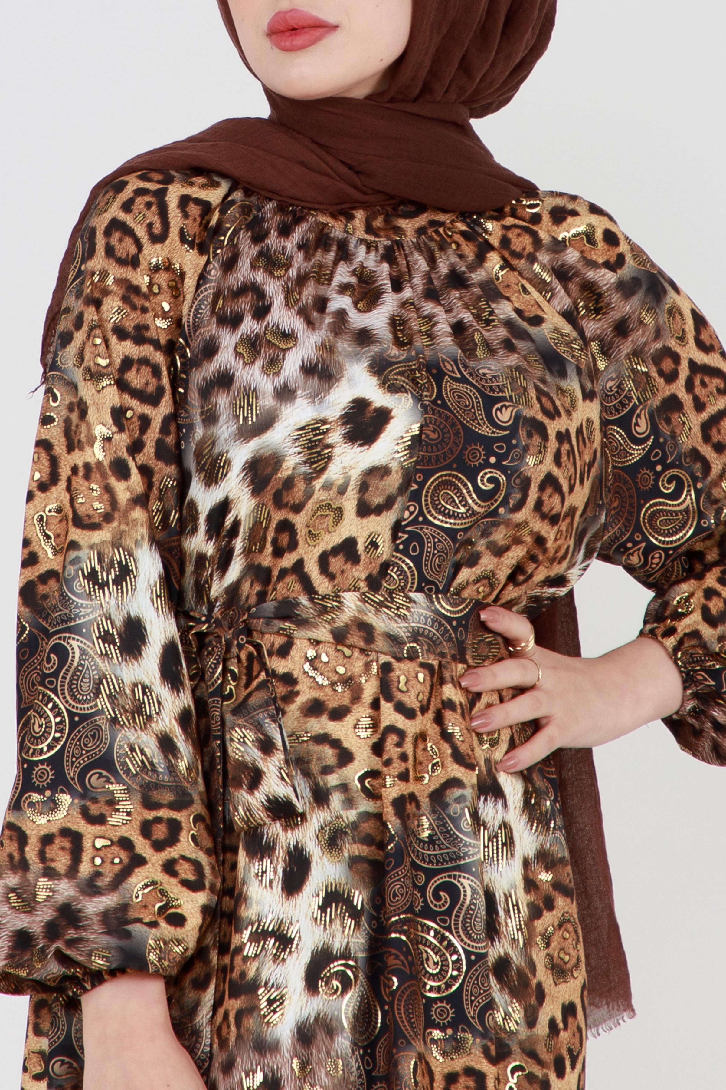 Leopard print dress - brown