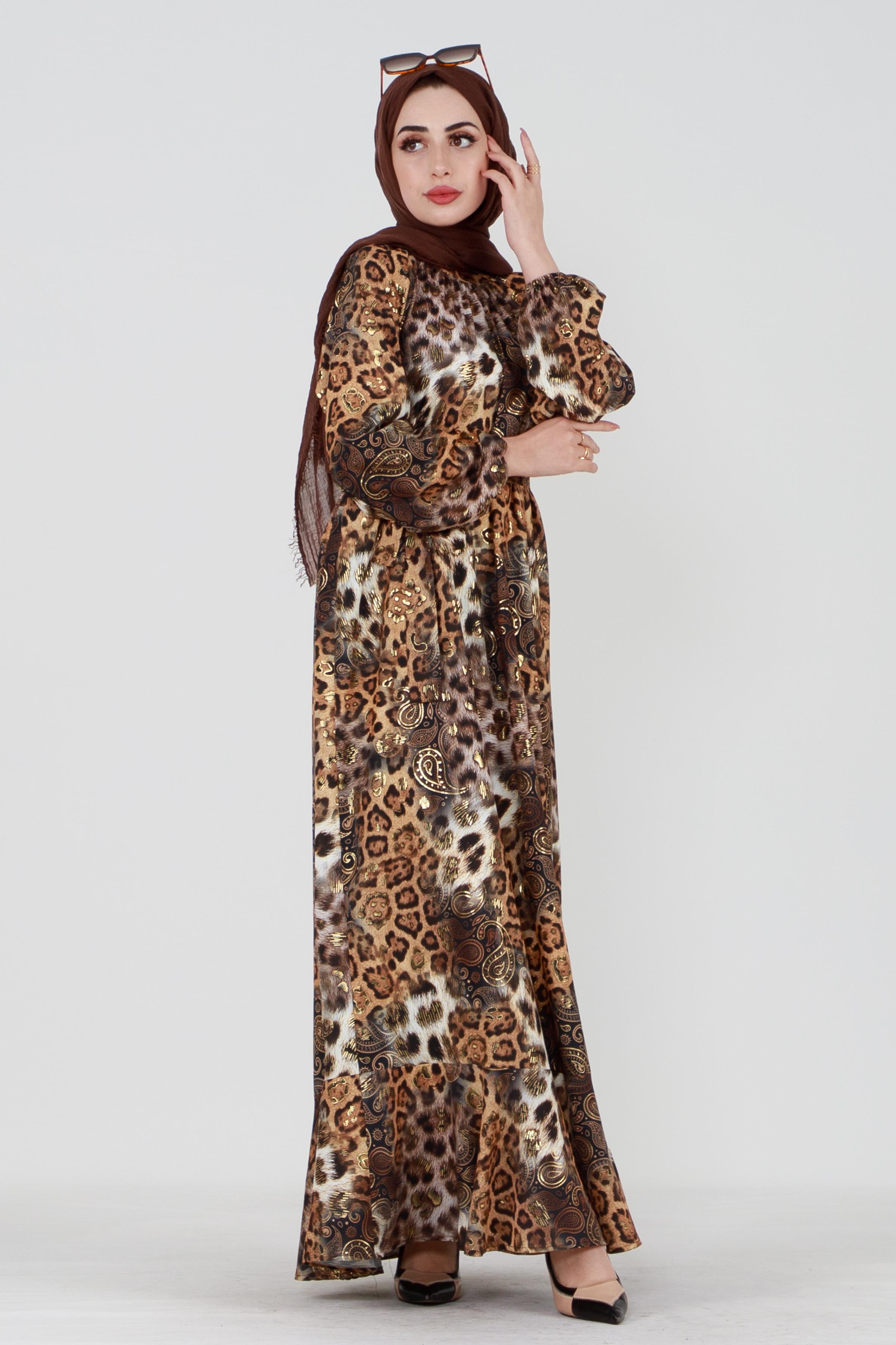Leopard print dress - brown