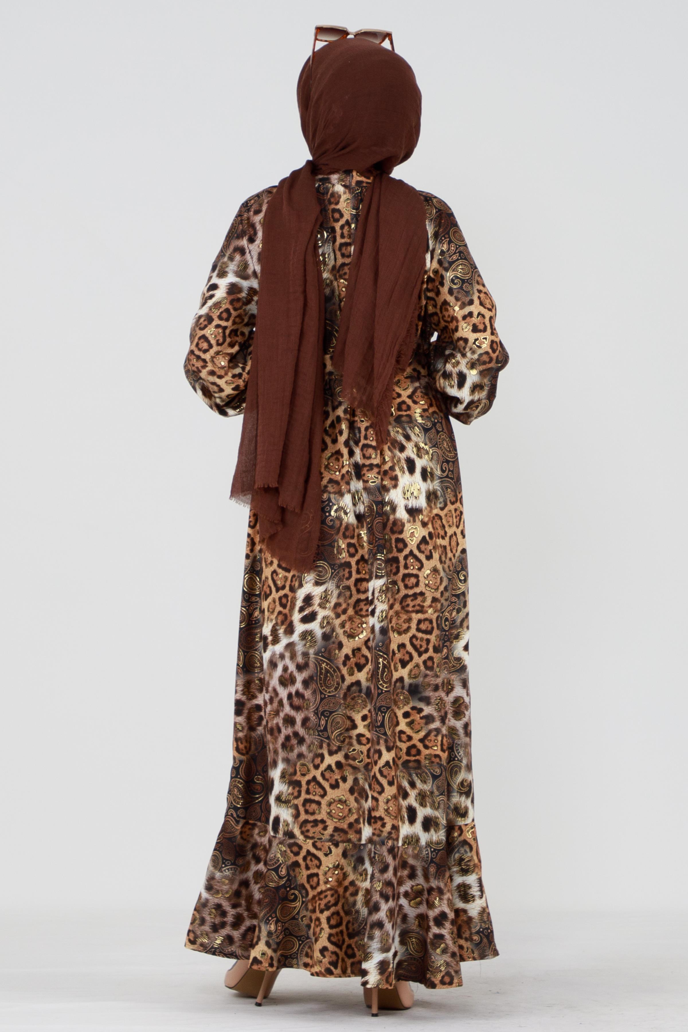 Leopard print dress - brown