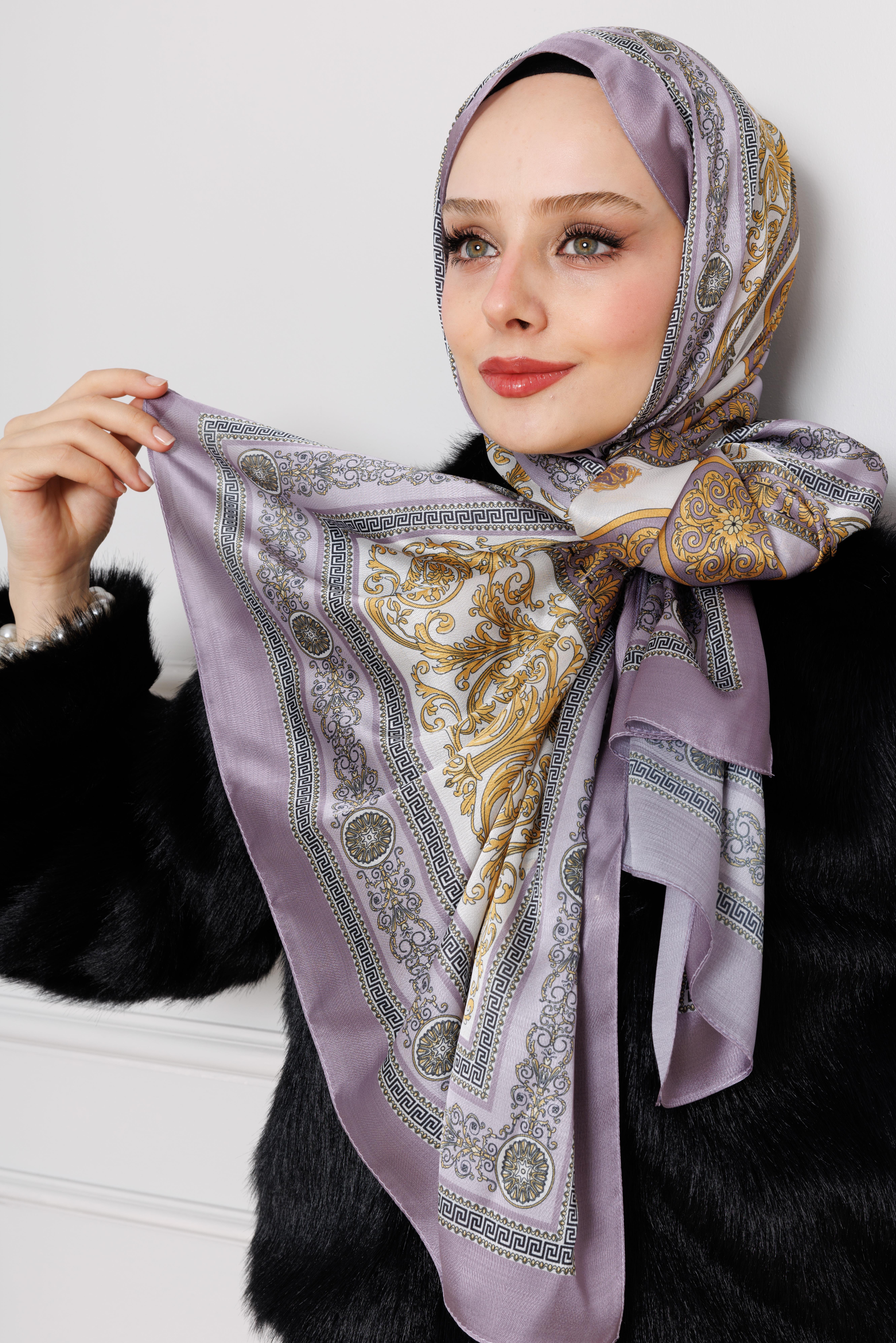 Versace Patterned Indian Silk Shawl-Lilac color