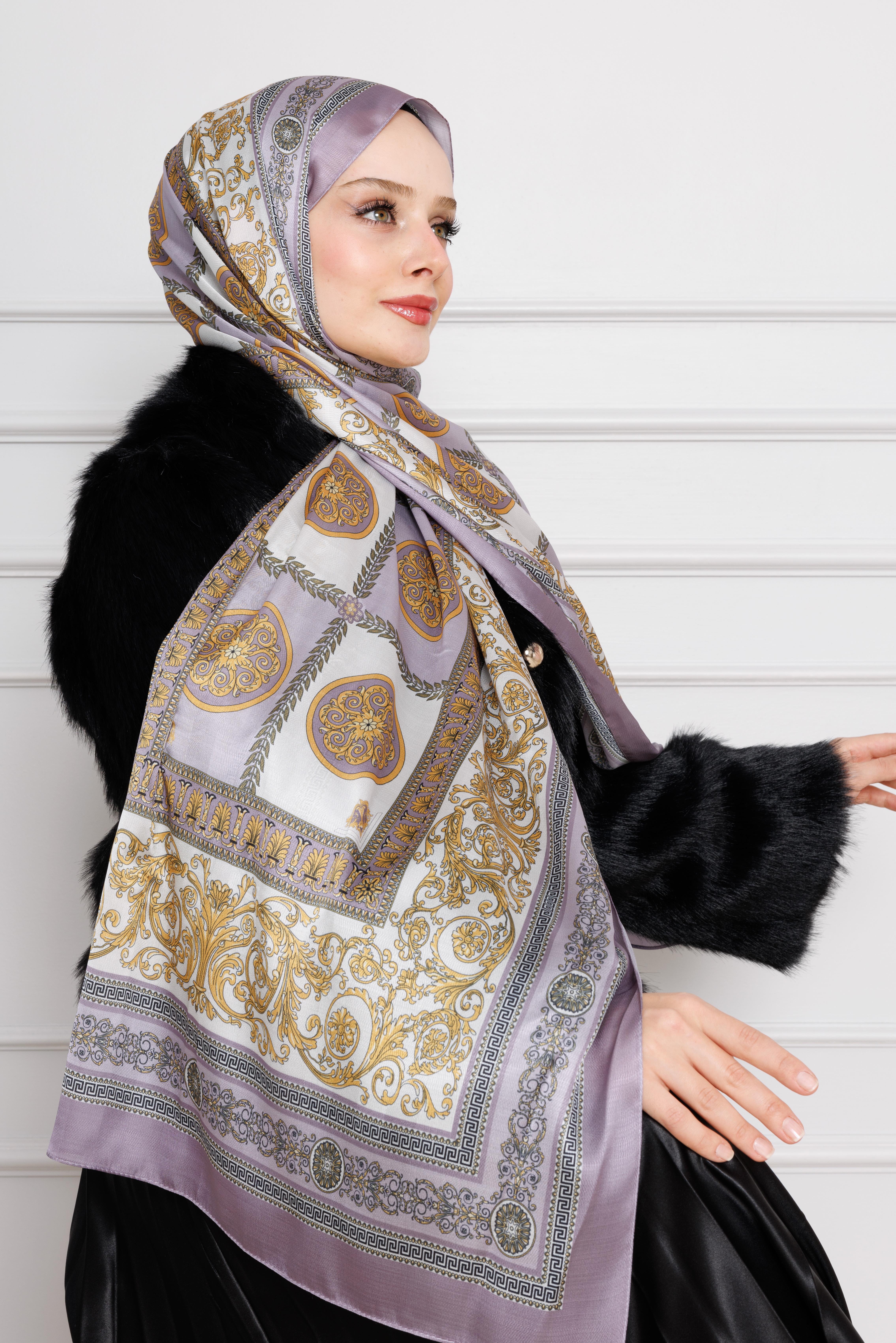 Versace Patterned Indian Silk Shawl-Lilac color