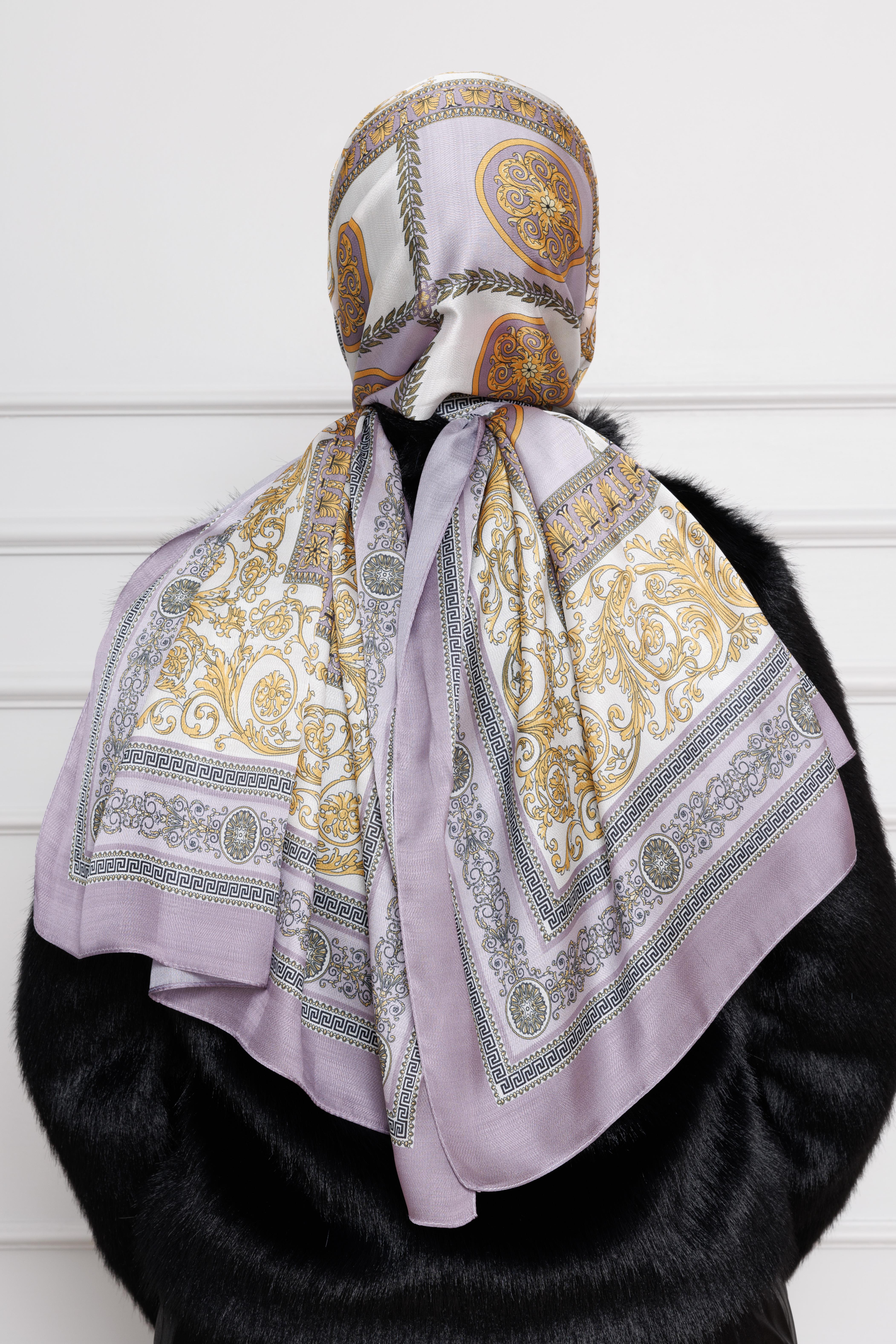 Versace Patterned Indian Silk Shawl-Lilac color