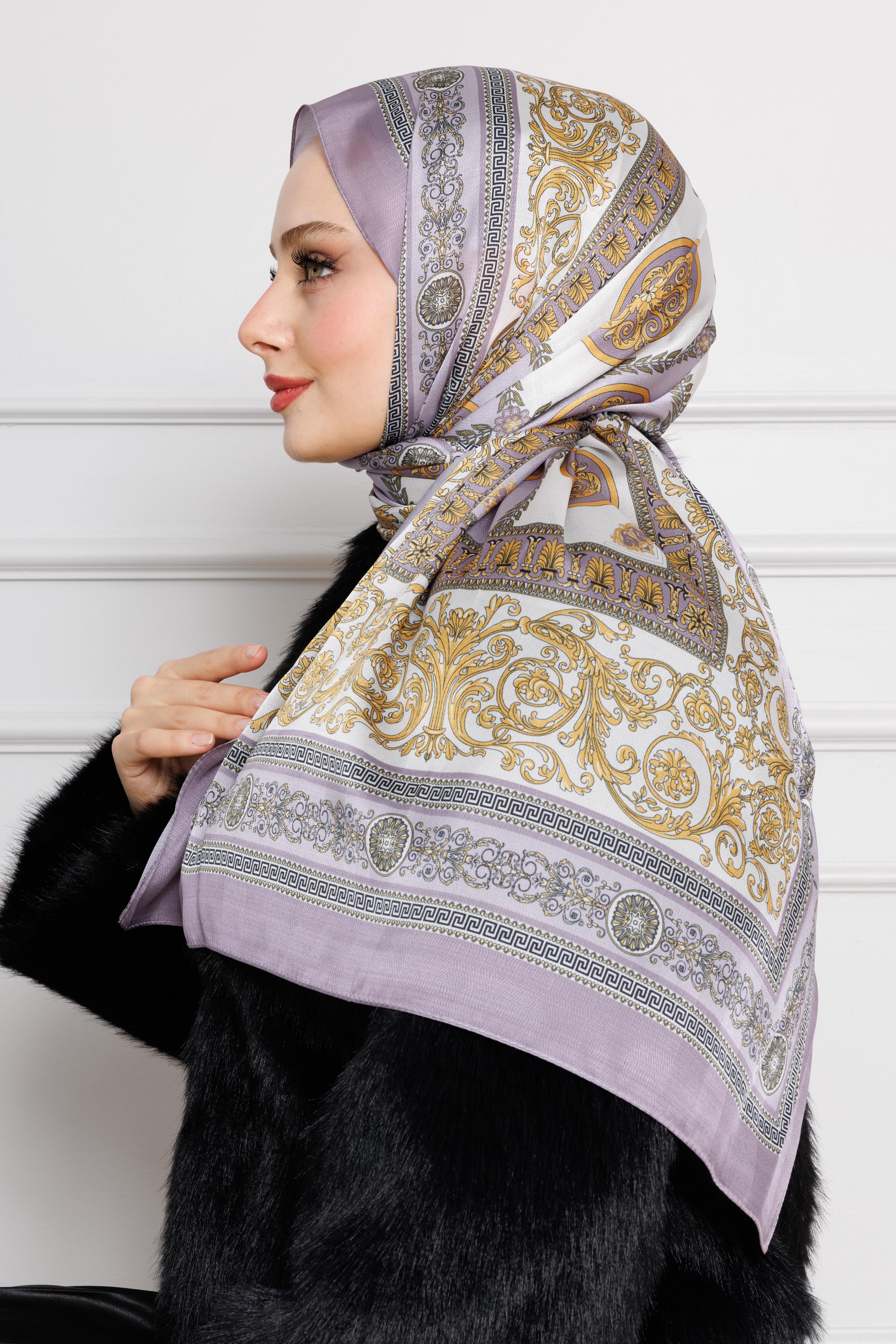 Versace Patterned Indian Silk Shawl-Lilac color