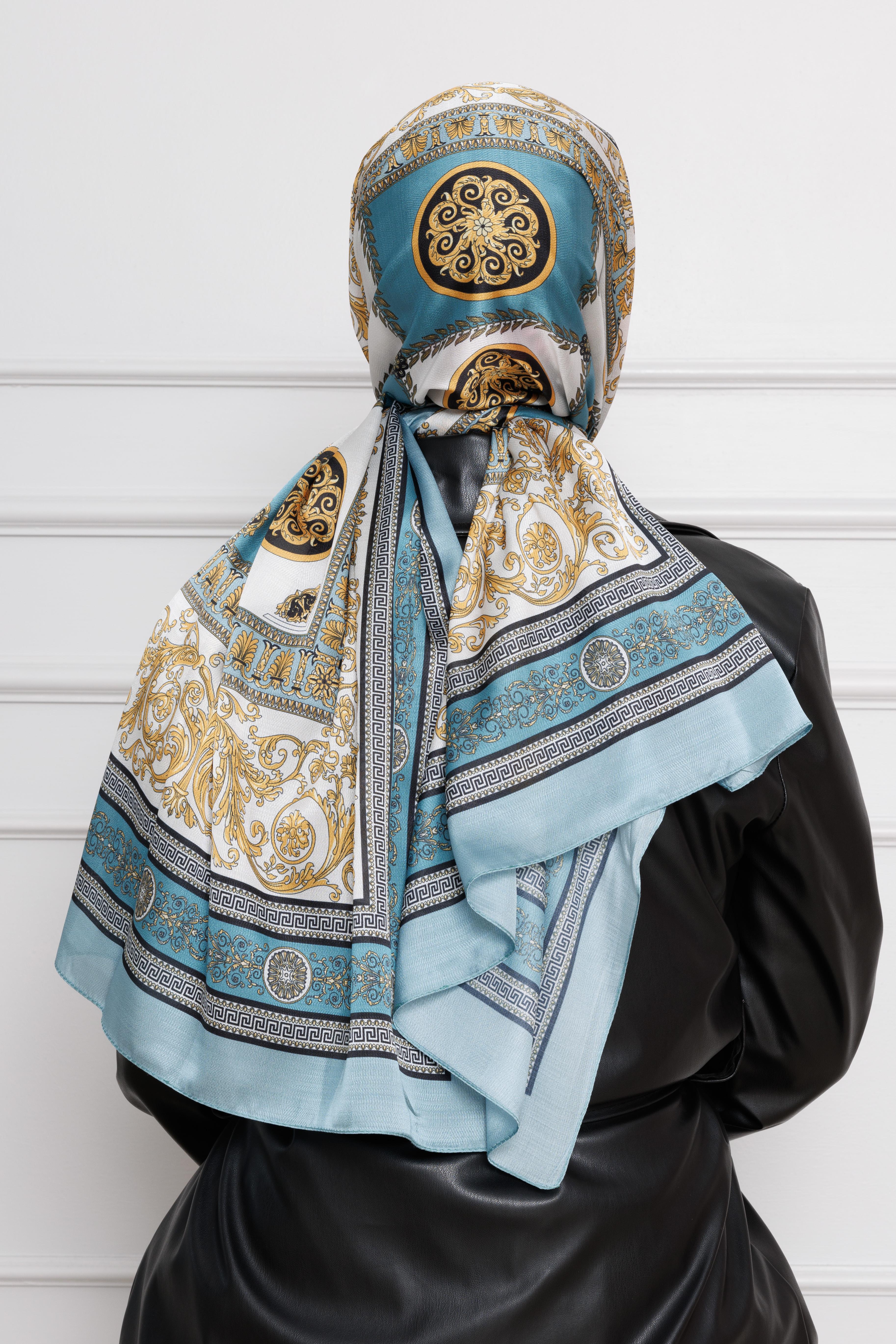 Versace Patterned Indian Silk Shawl-mint green color