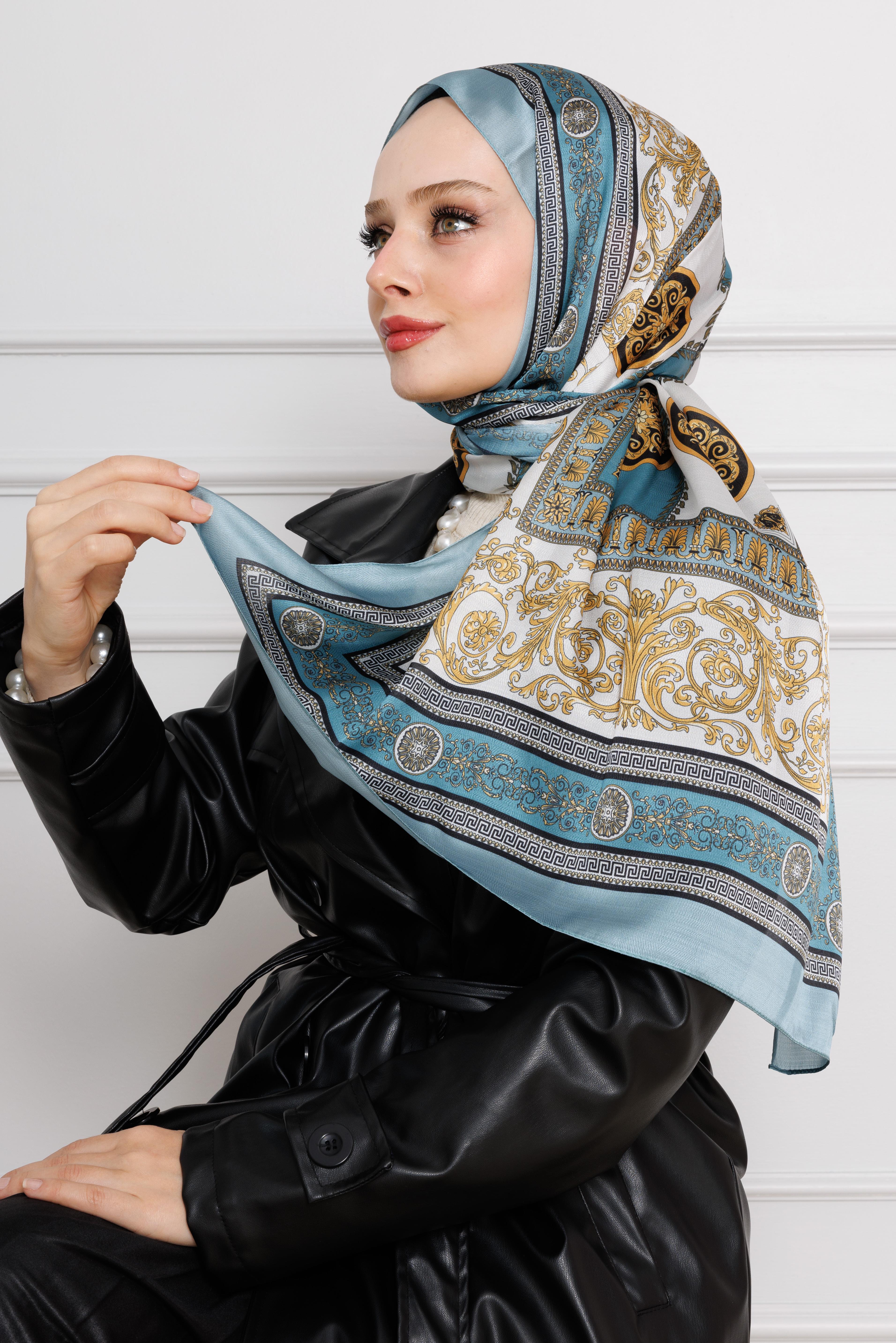 Versace Patterned Indian Silk Shawl-mint green color
