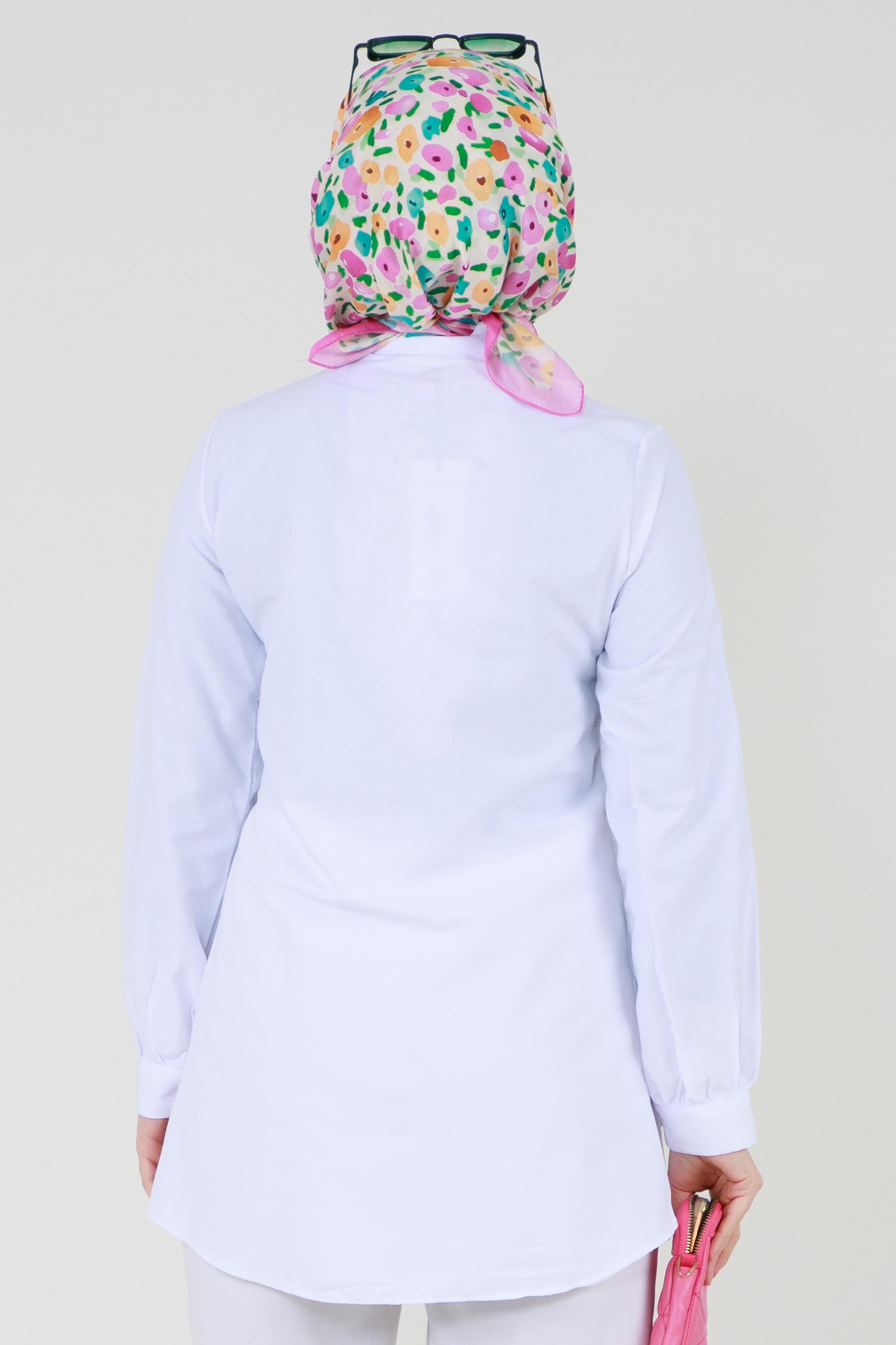 Tunic Ruffled in the middle - White