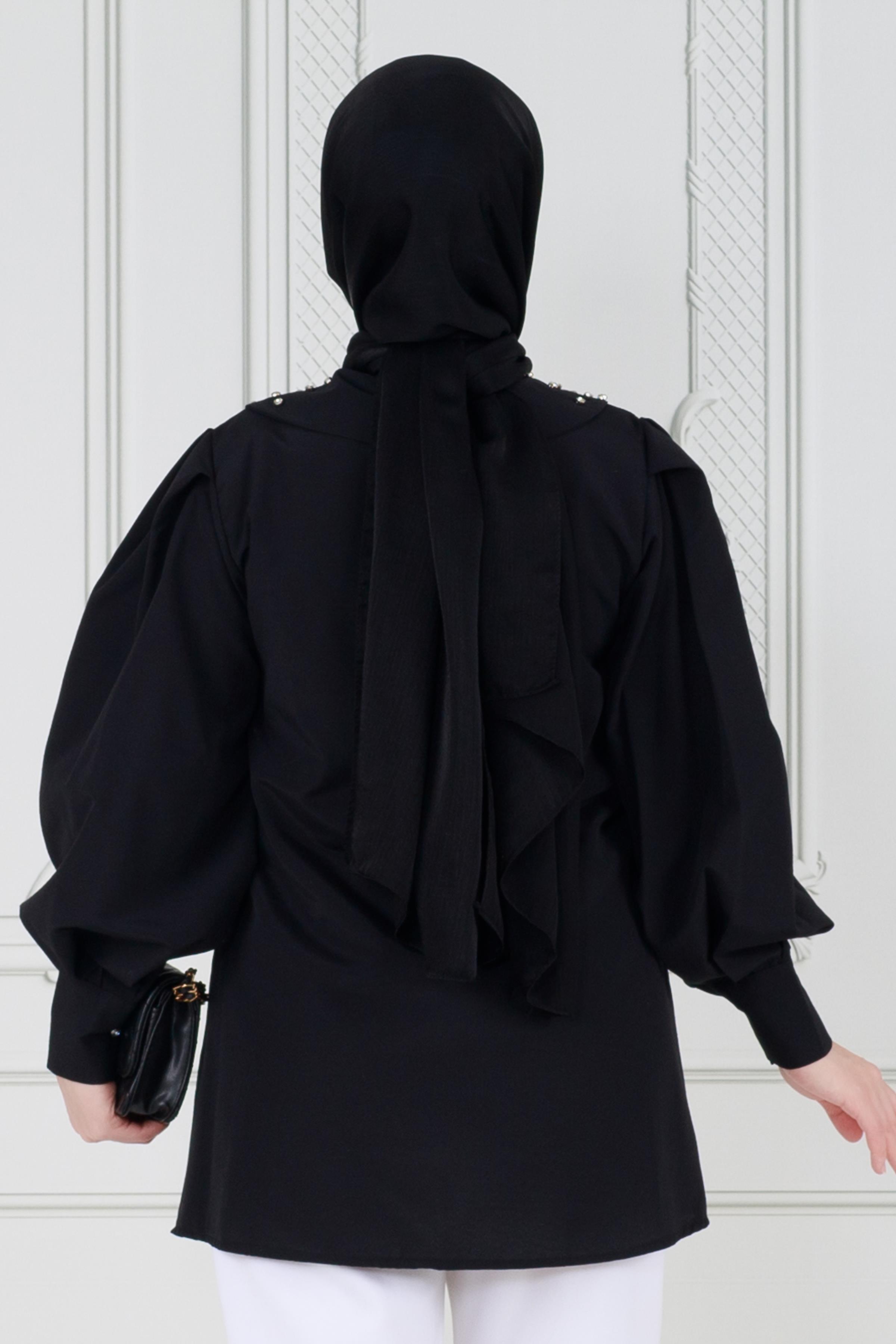 Stone Collar Tunic-Black