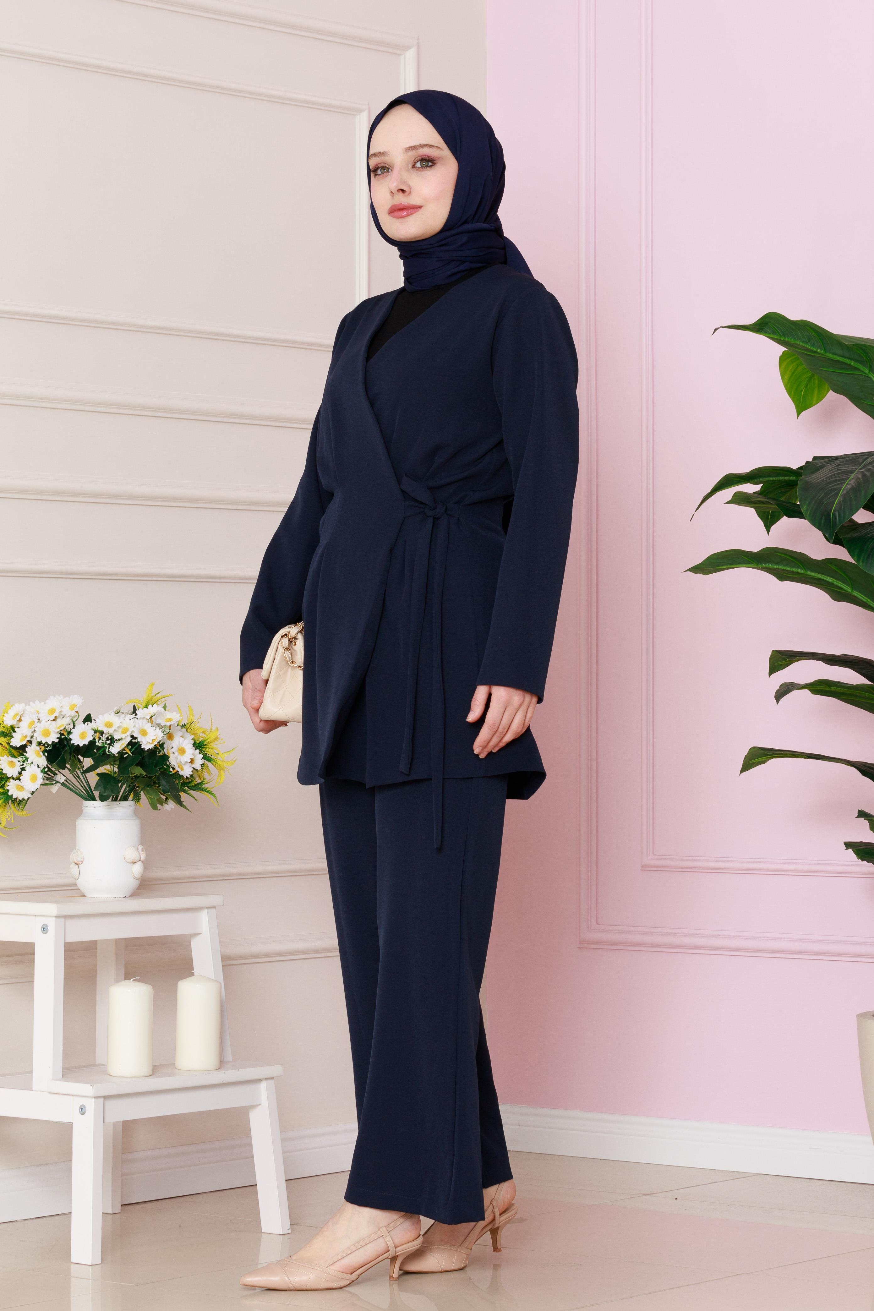 بدلة برباط جانبي - أزرق داكن