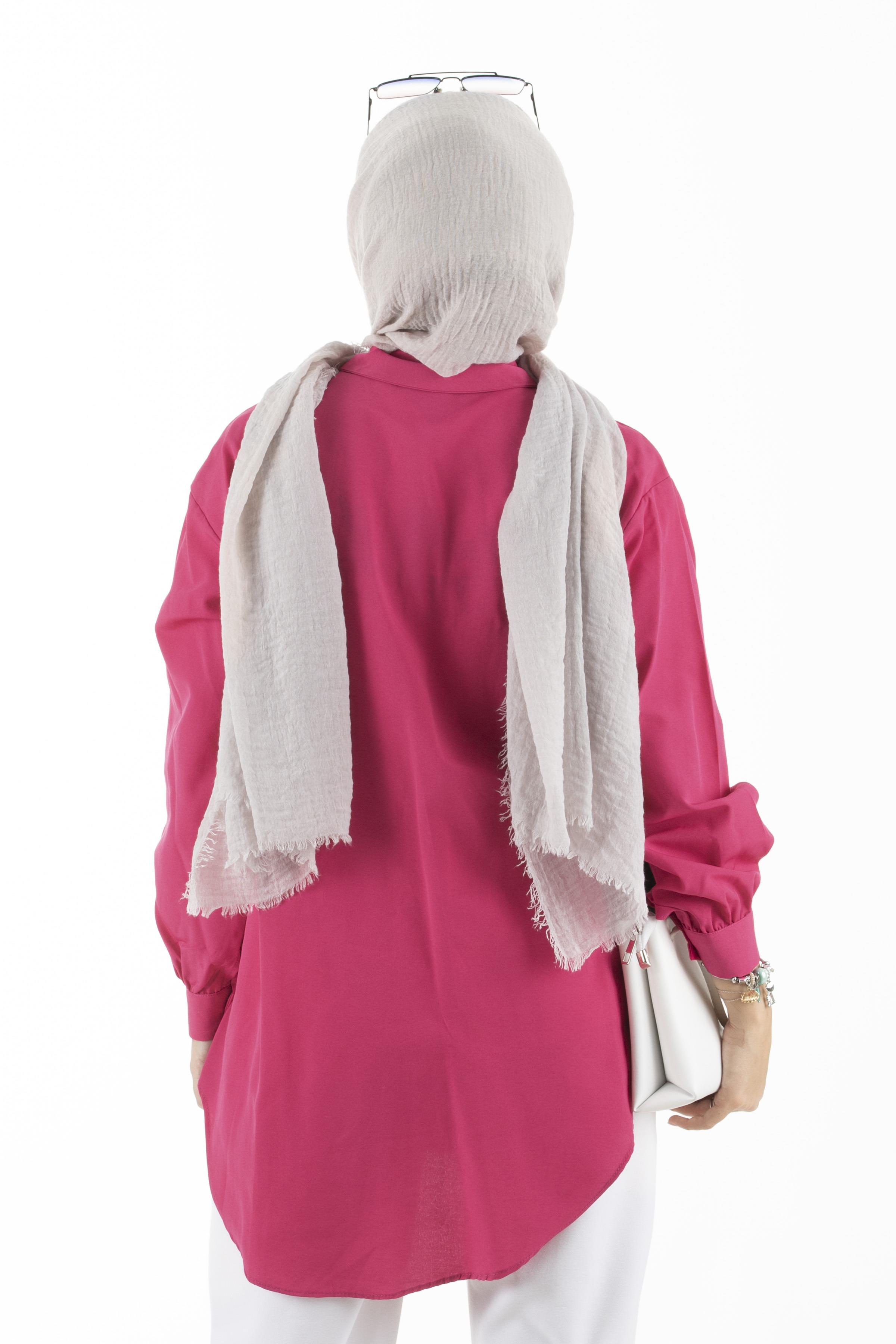 Leaf Patterned Tunic-Fuchsia