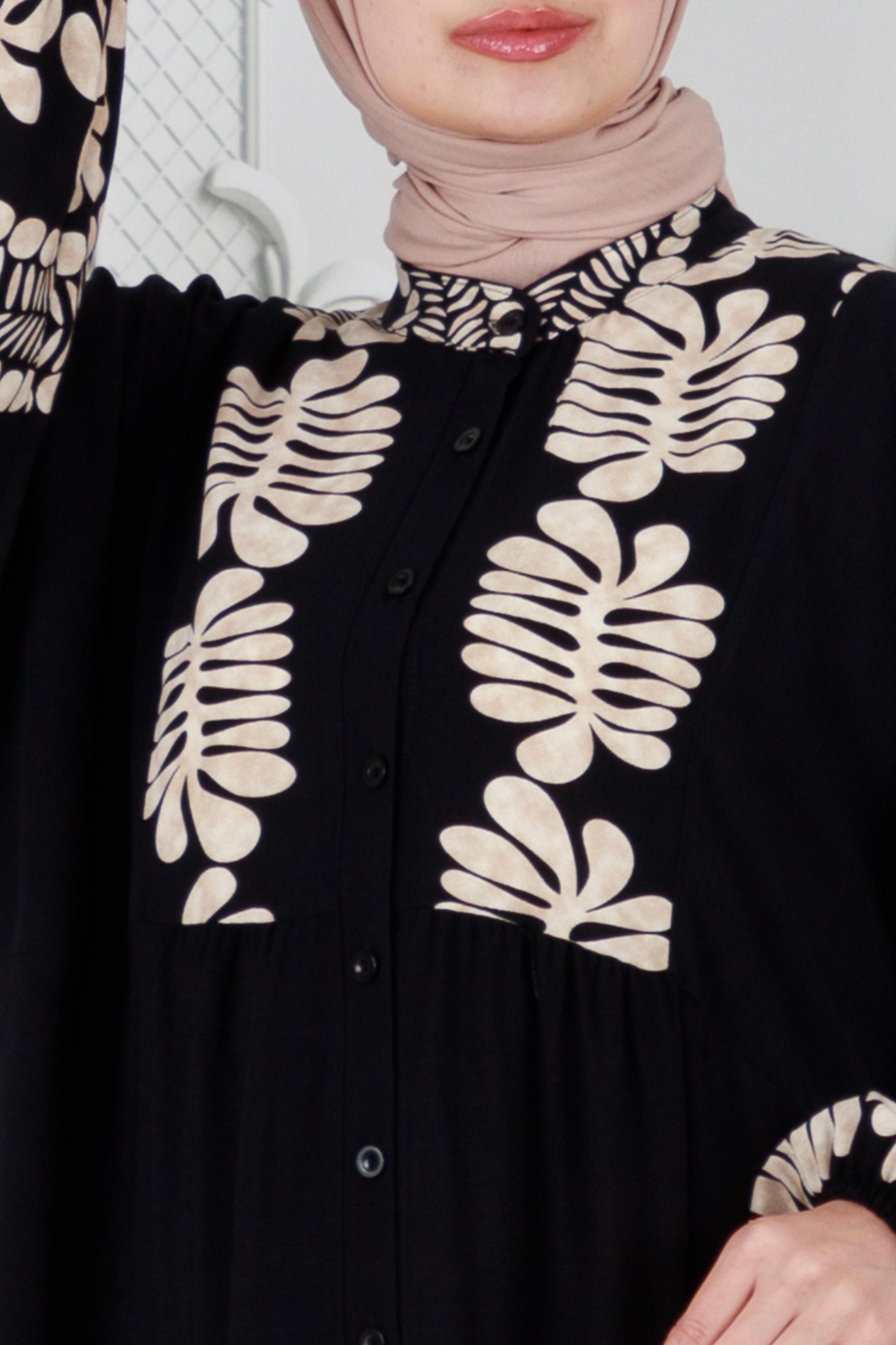 Viscon dress with wide sleeves - Black