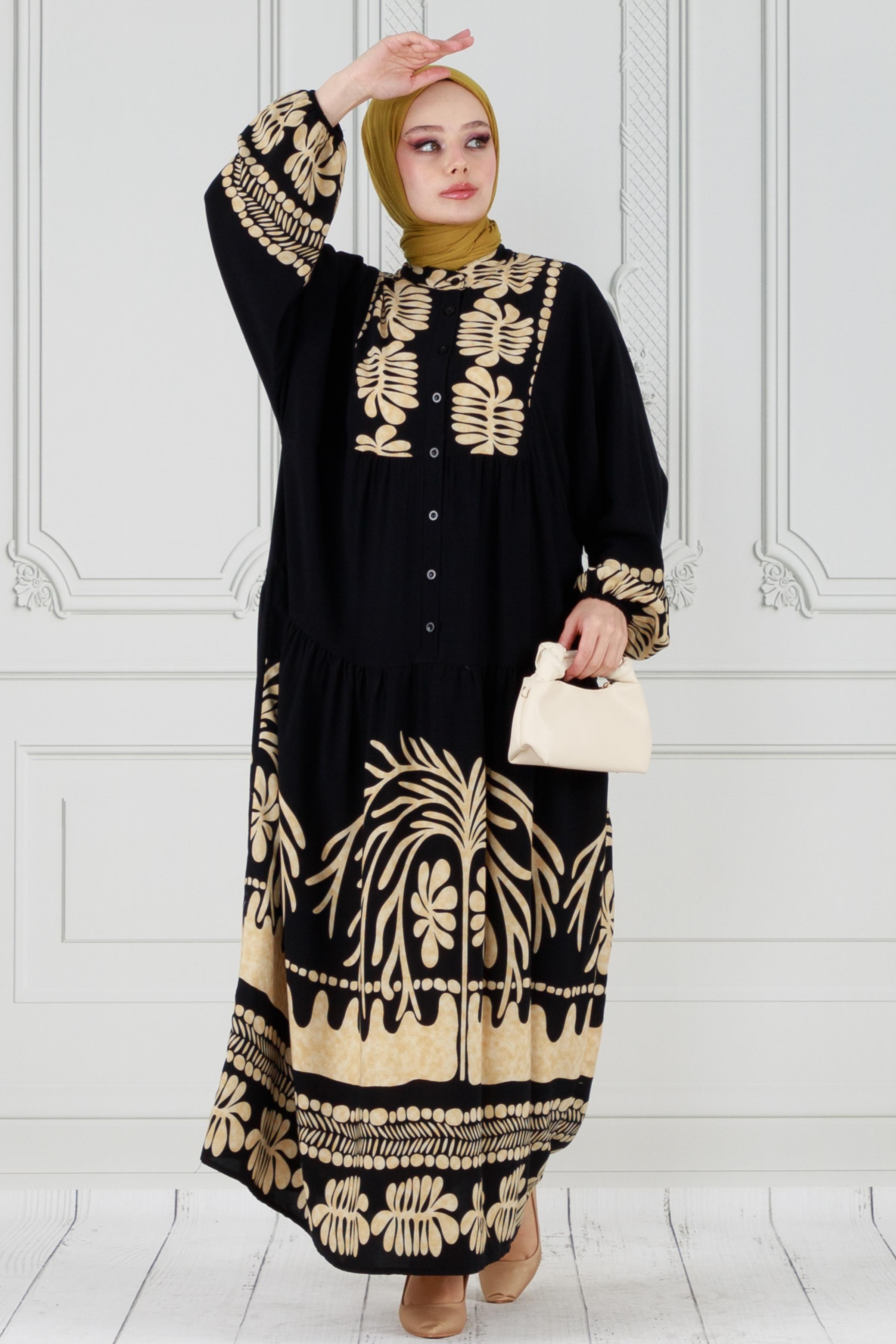 Viscon dress with wide sleeves - Mink color 