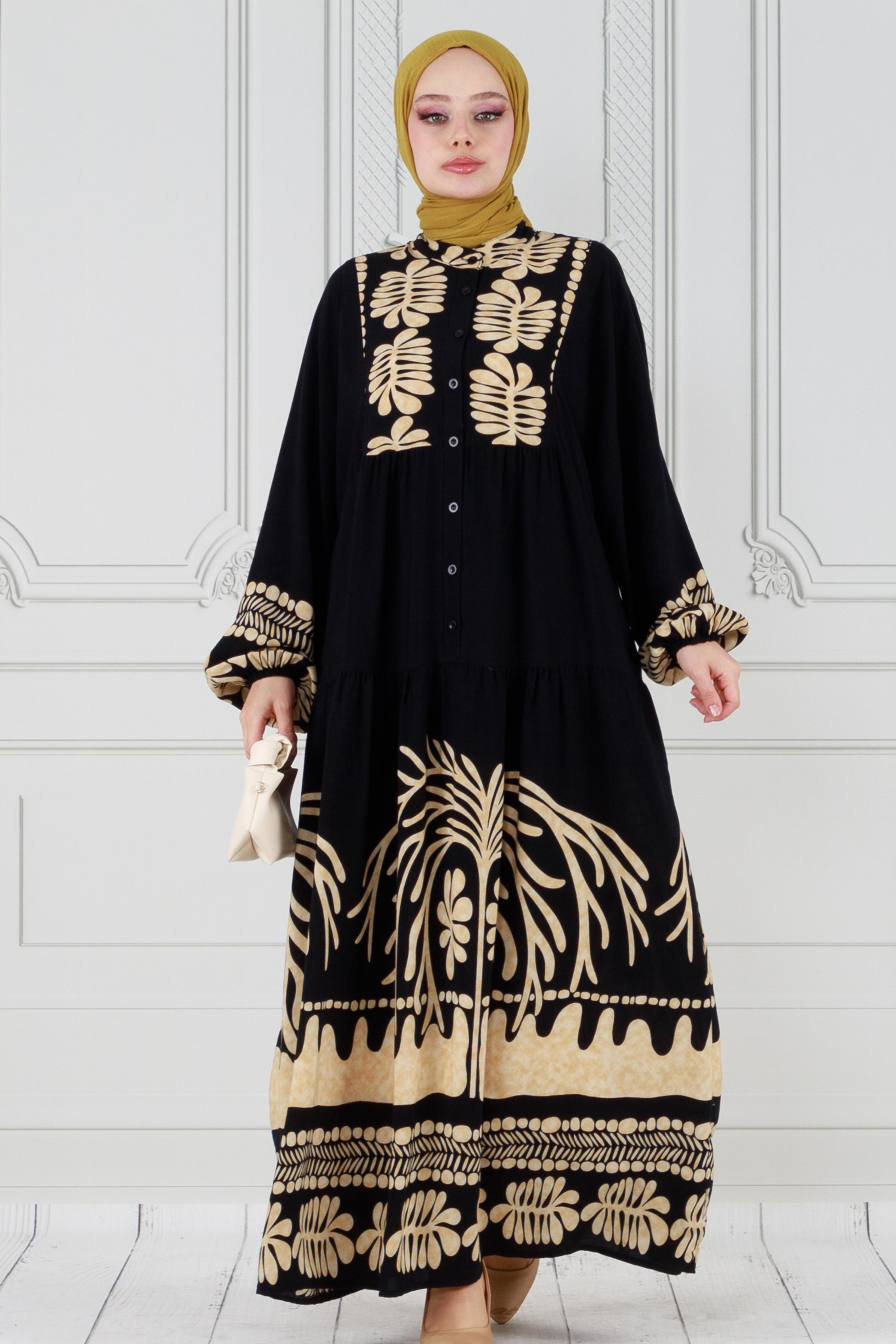 Viscon dress with wide sleeves - Mink color 