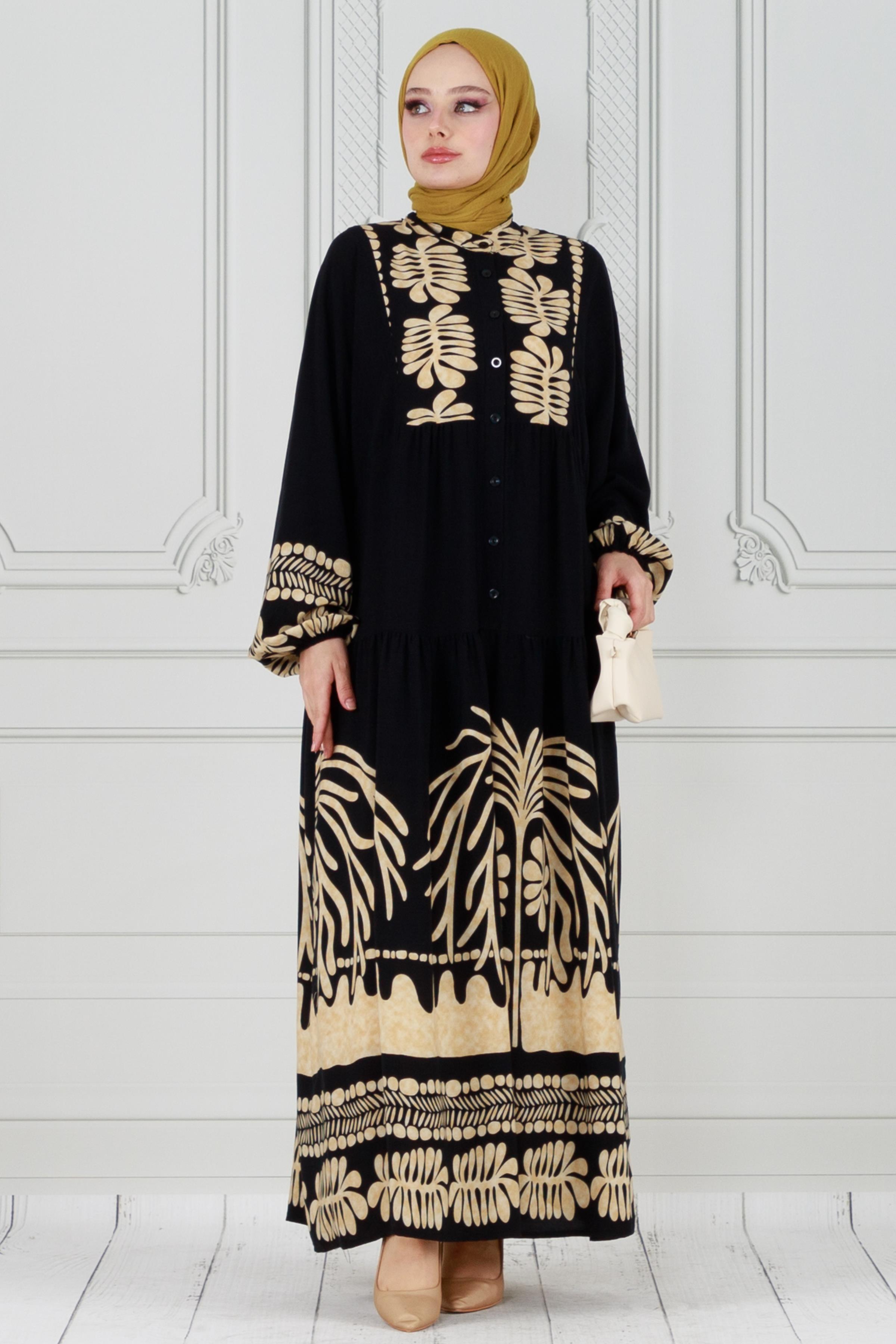 Viscon dress with wide sleeves - Mink color 
