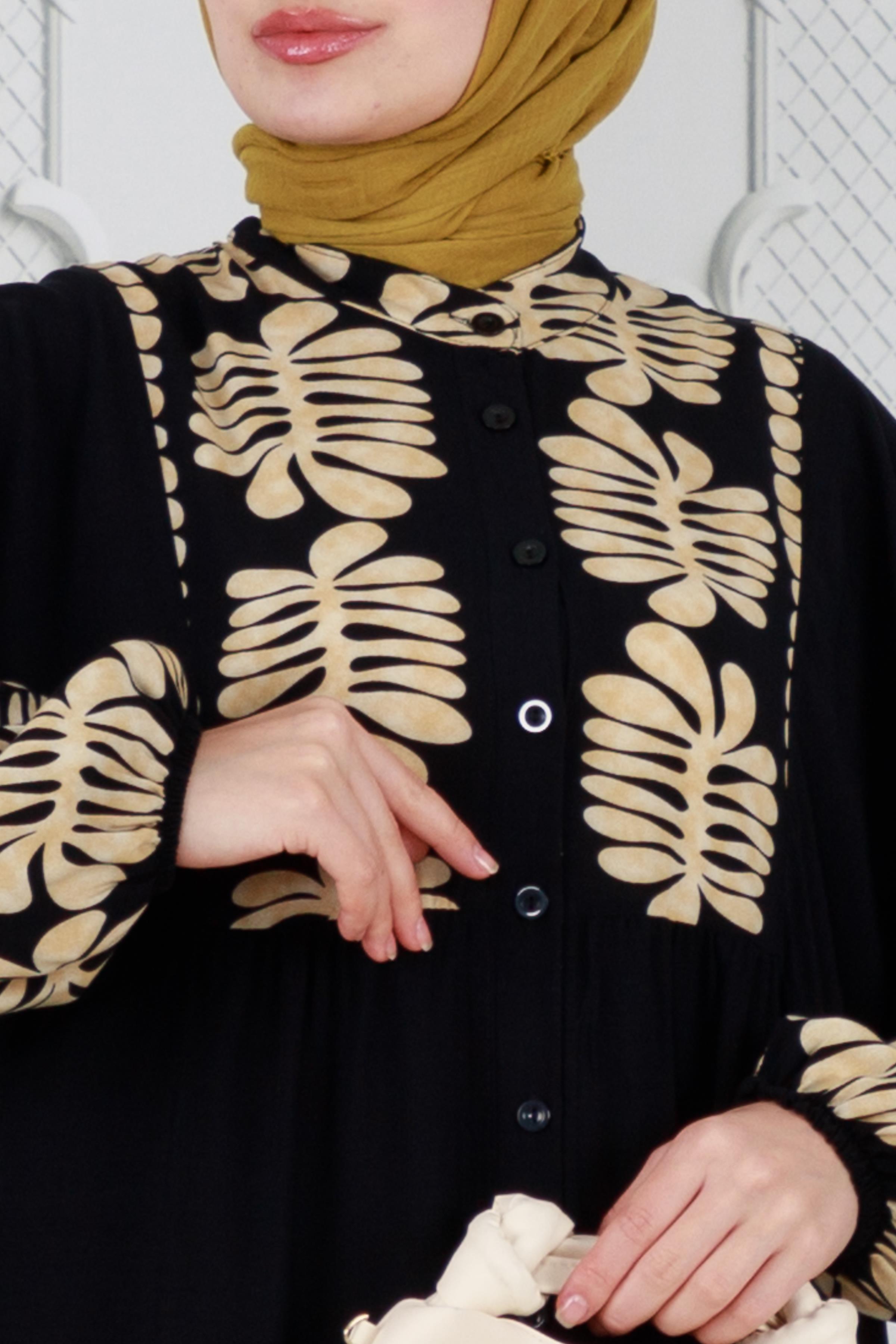 Viscon dress with wide sleeves - Mink color 