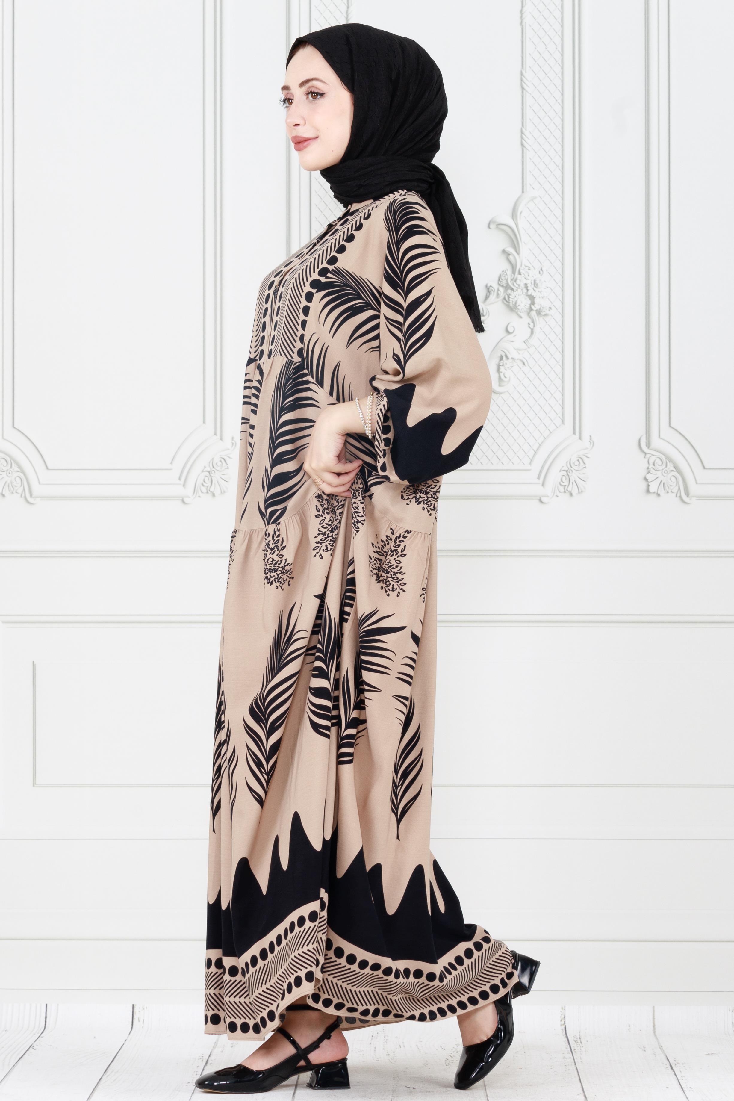 Half-buttoned robe - mink color