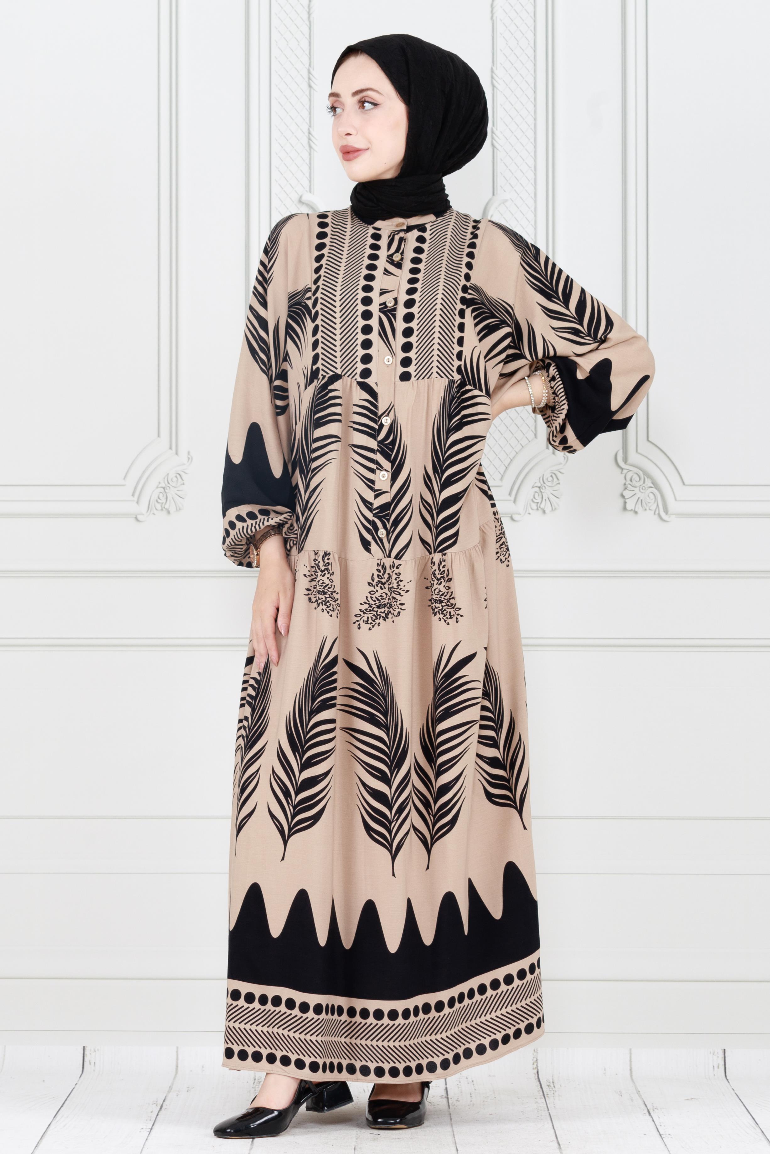 Half-buttoned robe - mink color