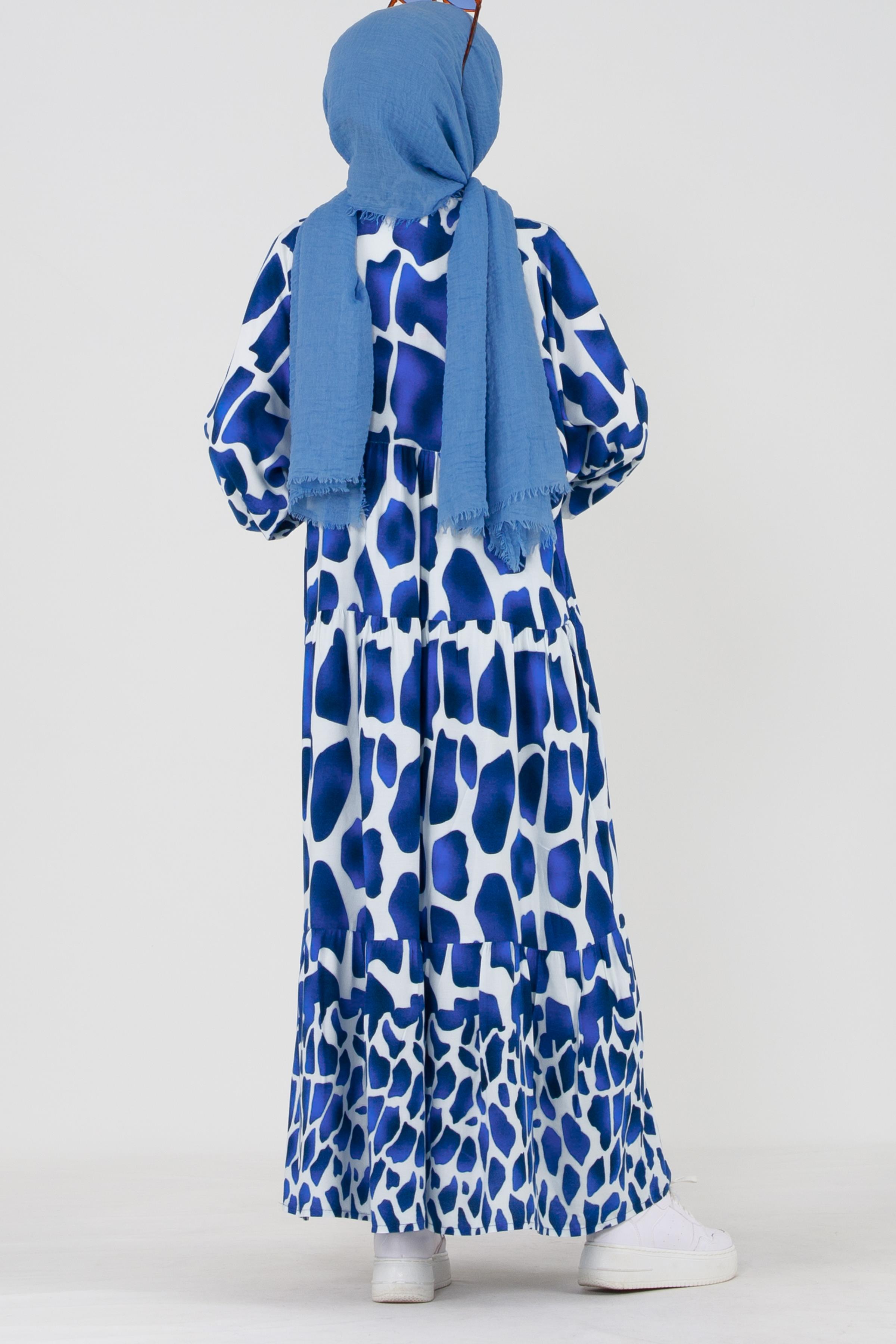 Half-Buttoned Viscose Dress-Bleu