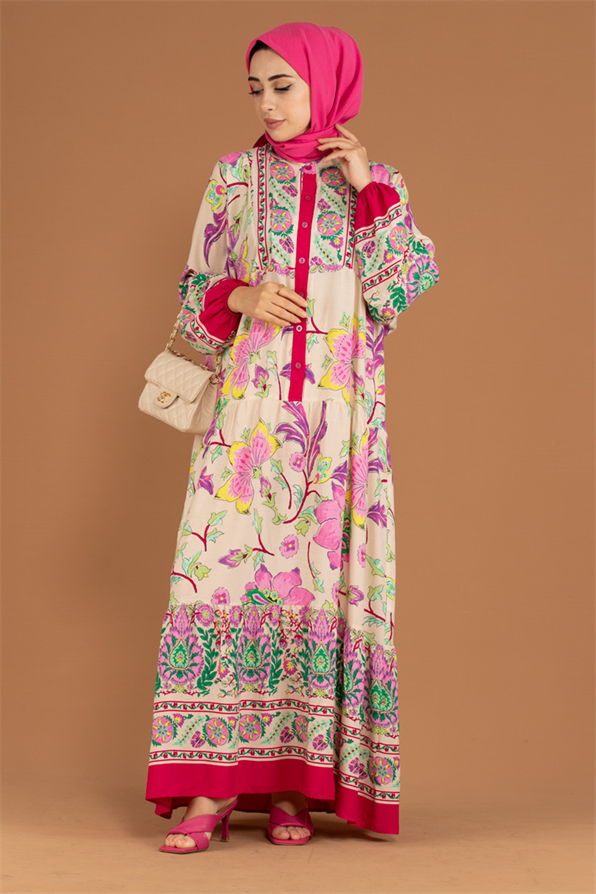 Alaçatı Viscose Dress -Pink