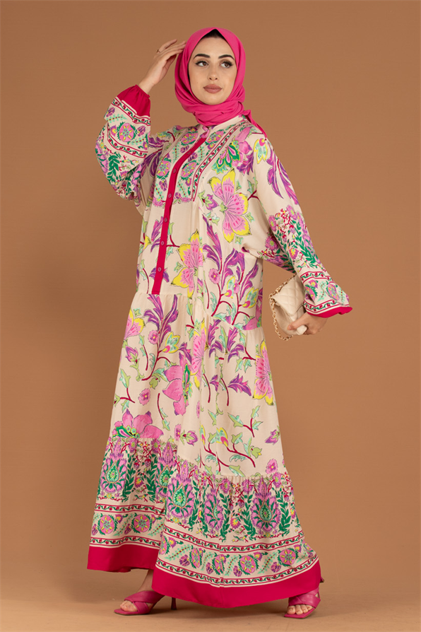 Alaçatı Viscose Dress -Pink