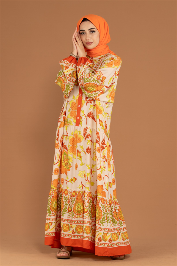 Alaçatı Viscose Dress -Orange
