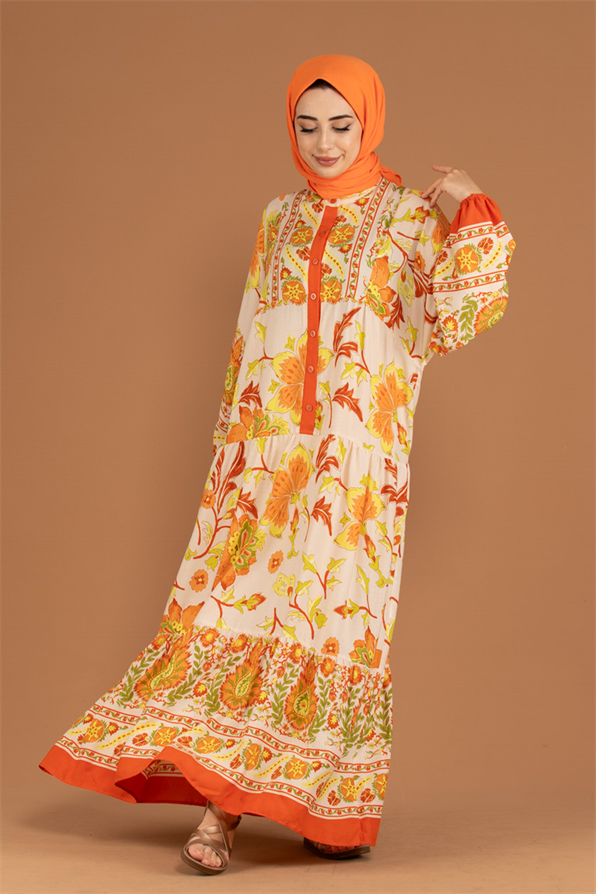 Alaçatı Viscose Dress -Orange