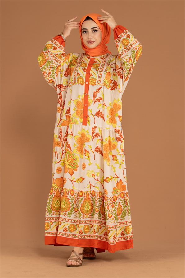 Alaçatı Viscose Dress -Orange