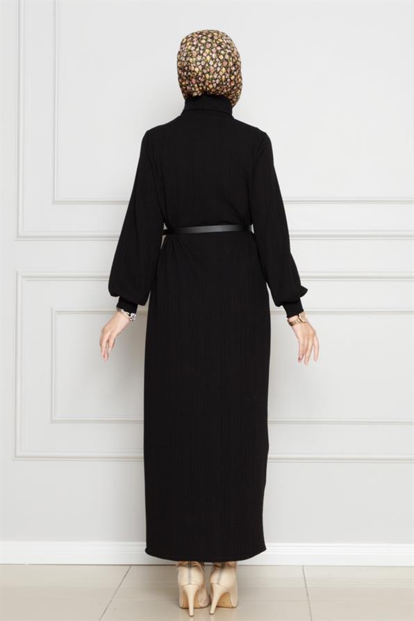 فستان عصري بحزام - لون أسود
