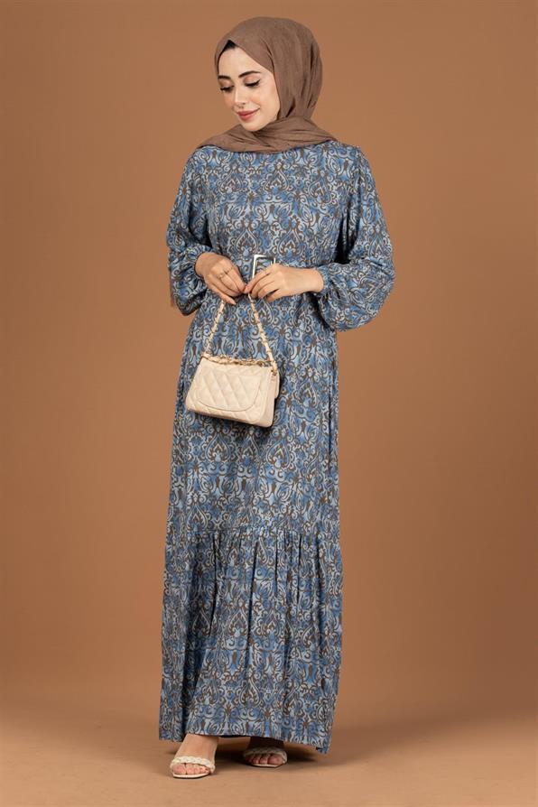 فستان بنمط باروك-اللون البني