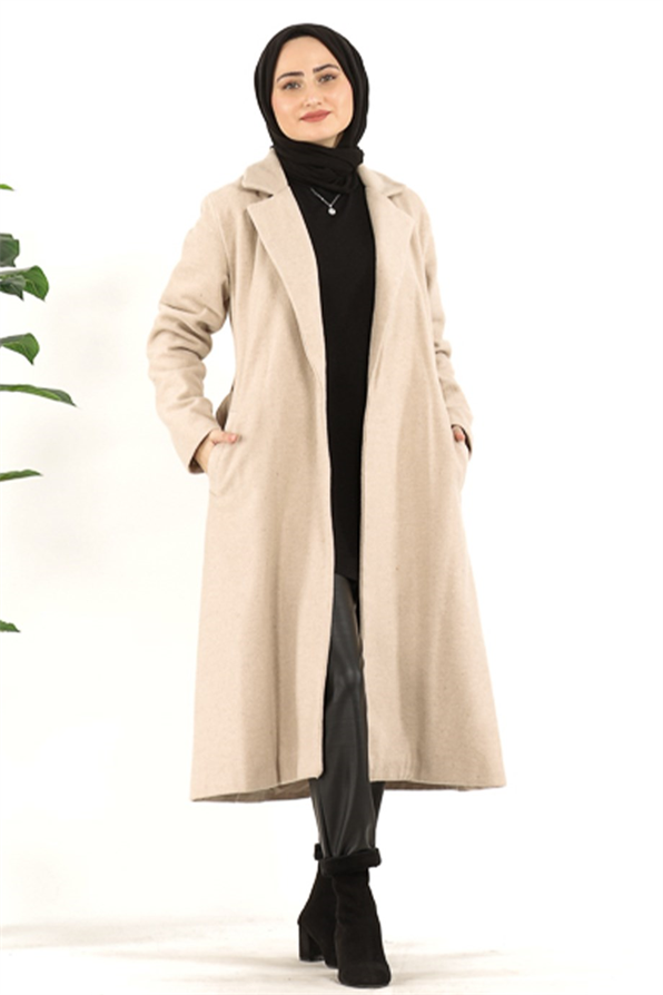 Belden Bağlamalı Kaşe Kap-Bej