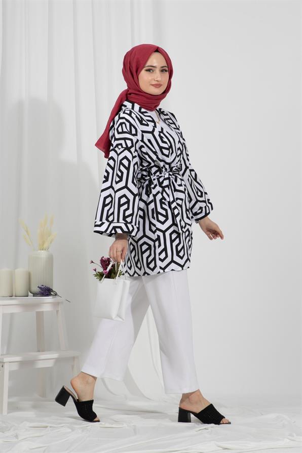 Waist Belted Kimono-Black