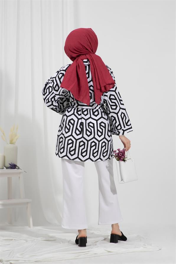 Waist Belted Kimono-Black