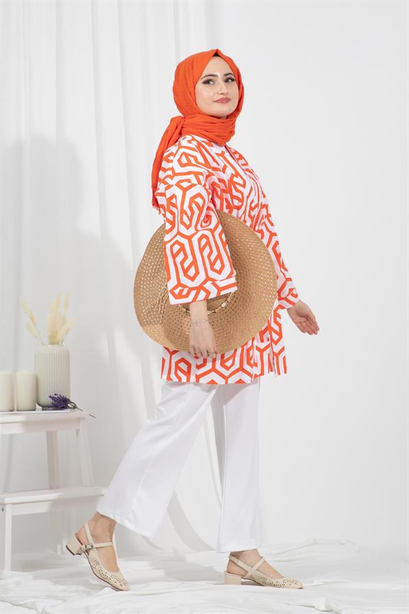 Waist Belted Kimono-Orange
