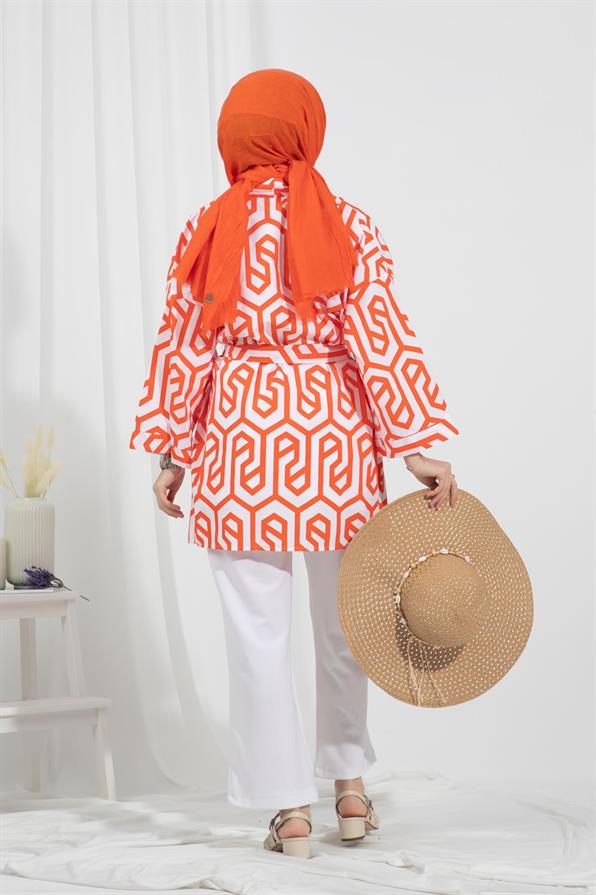 Waist Belted Kimono-Orange