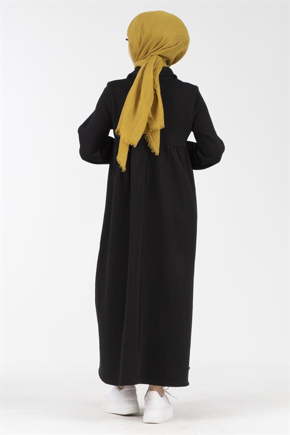 Waist Ruffle Raising Dress - Black