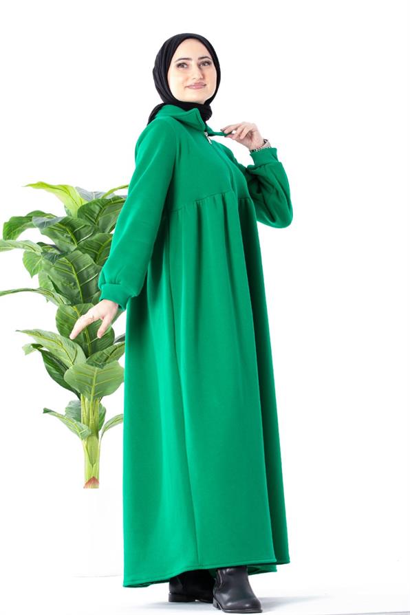 Waist Ruffle Raising Dress - Green