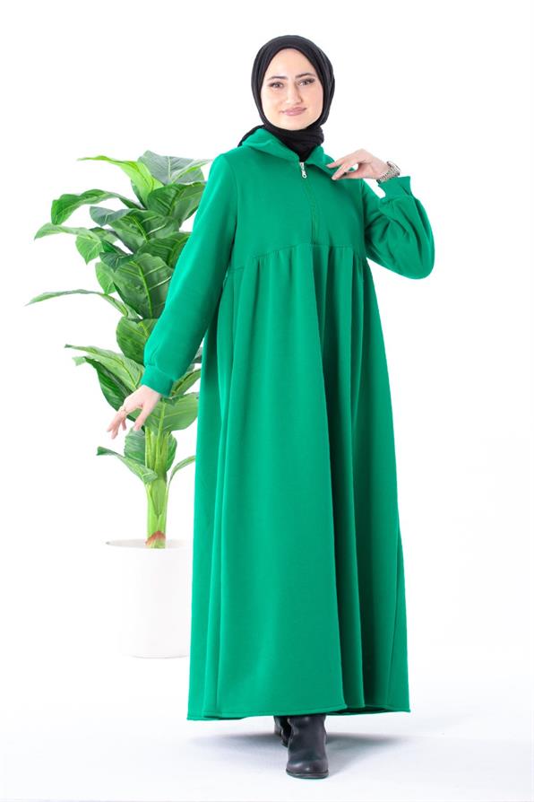 Waist Ruffle Raising Dress - Green